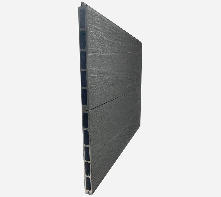 6ft(H) Composite Fencing Kit With Post - Woodgrain Finish Charcoal Black