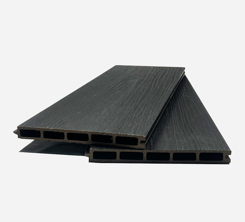 6ft(H) Composite Fencing Kit With Post - Woodgrain Finish Charcoal Black