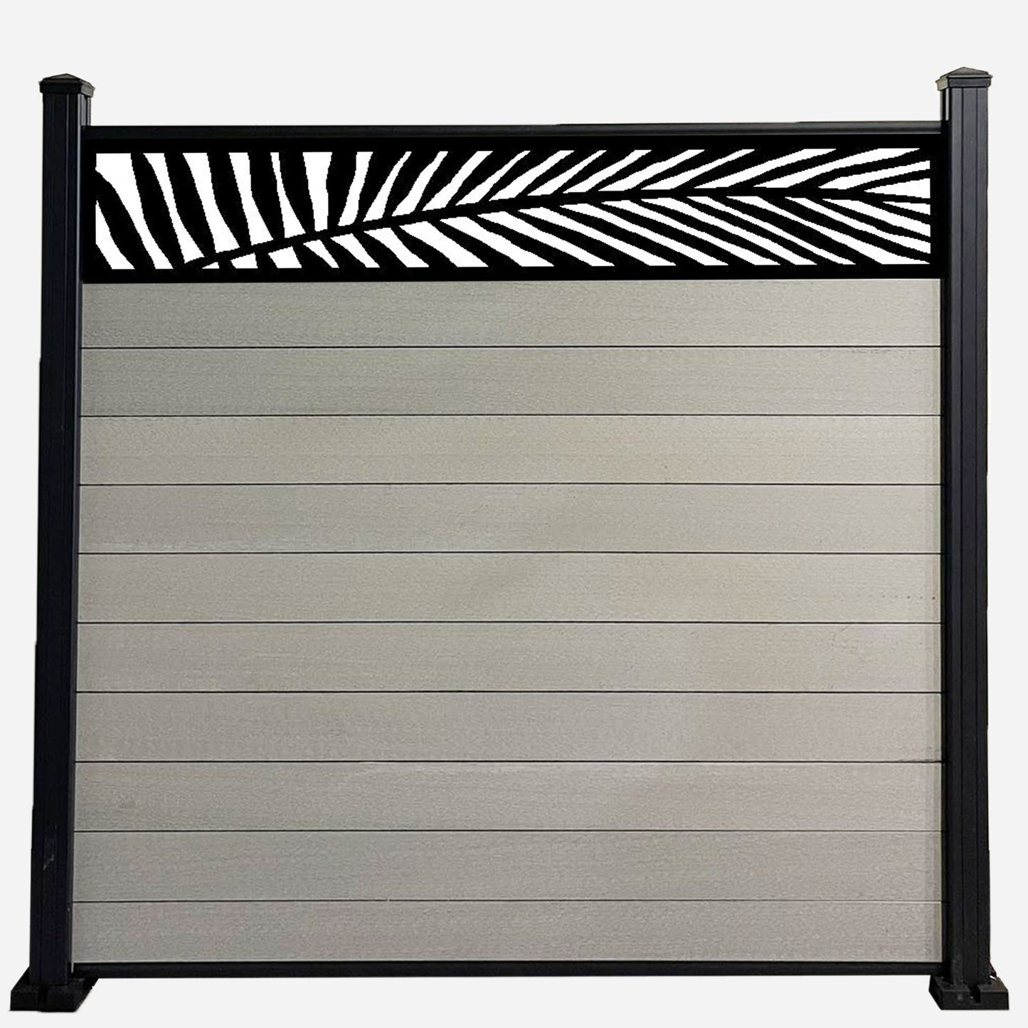 1.8m Fencing Top Screen in Black - 300mm (W) Palm