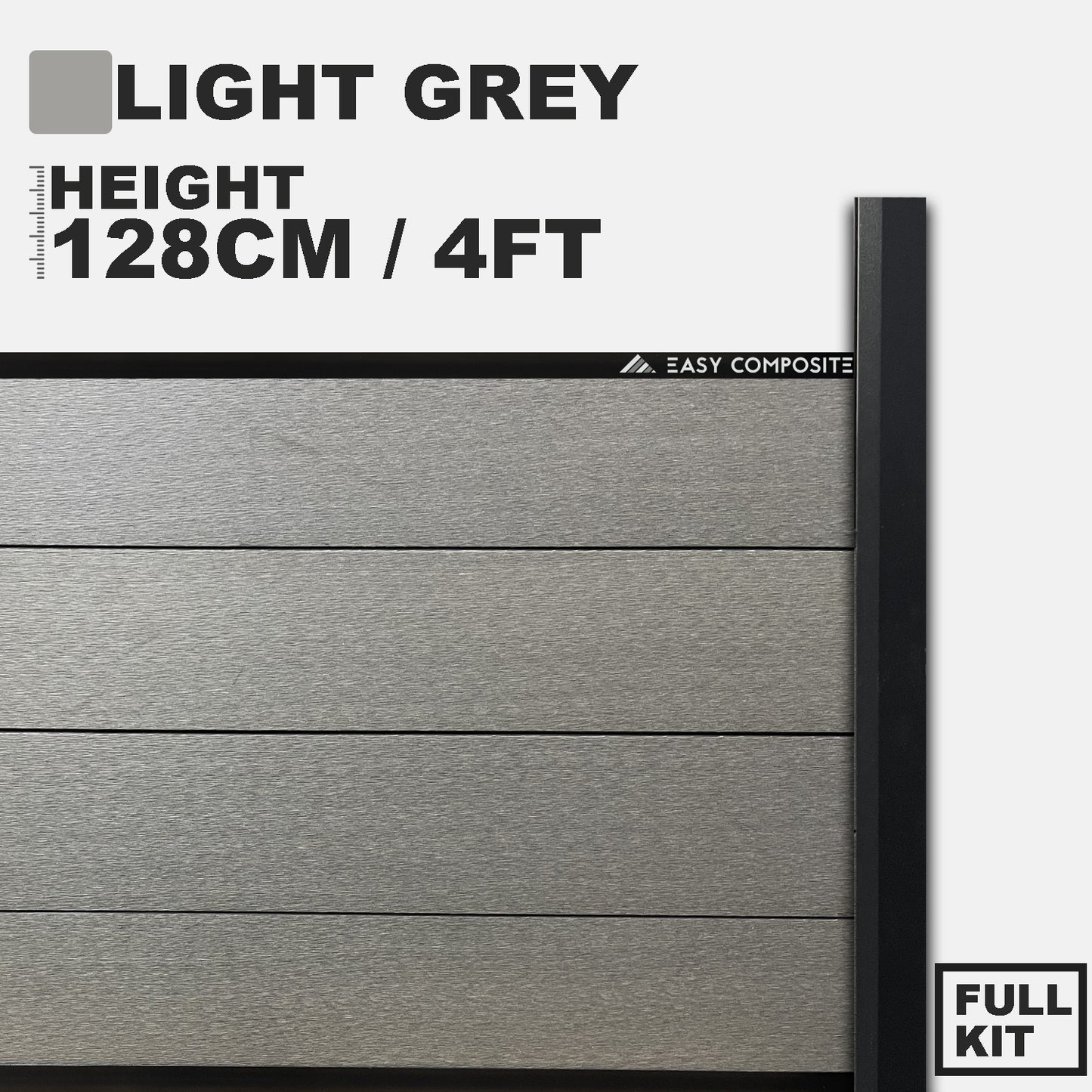 4ft(H) Composite Fencing Kit For Concrete Post - Smooth Finish Light Grey