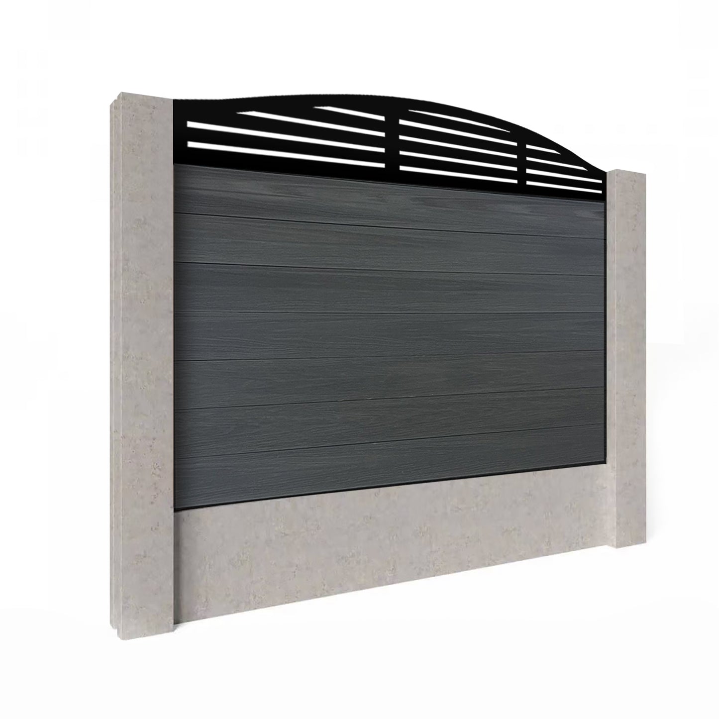 Composite Fence Kit - with Curved Slat Trellis