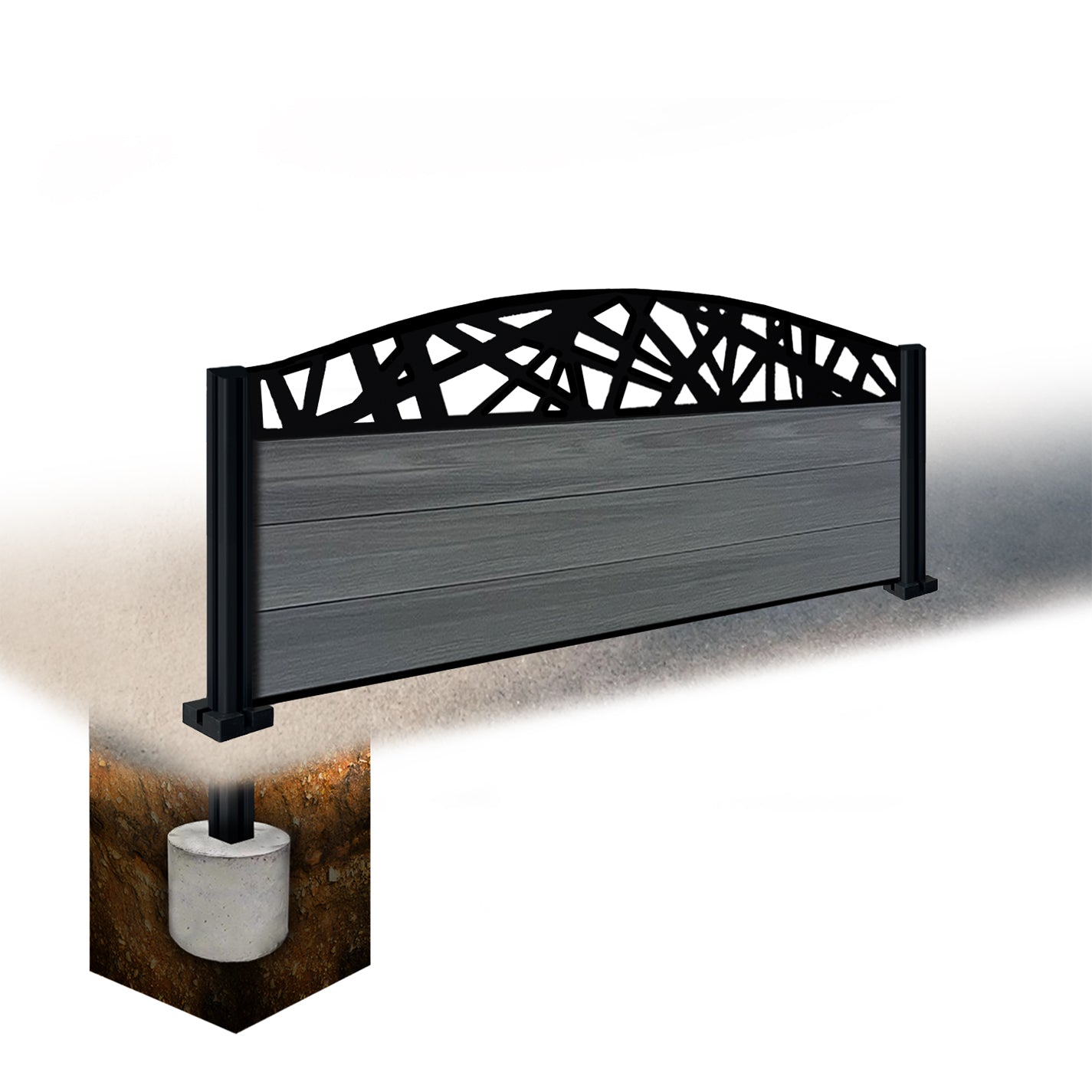 Composite Fence Kit - with Curved Laser Trellis