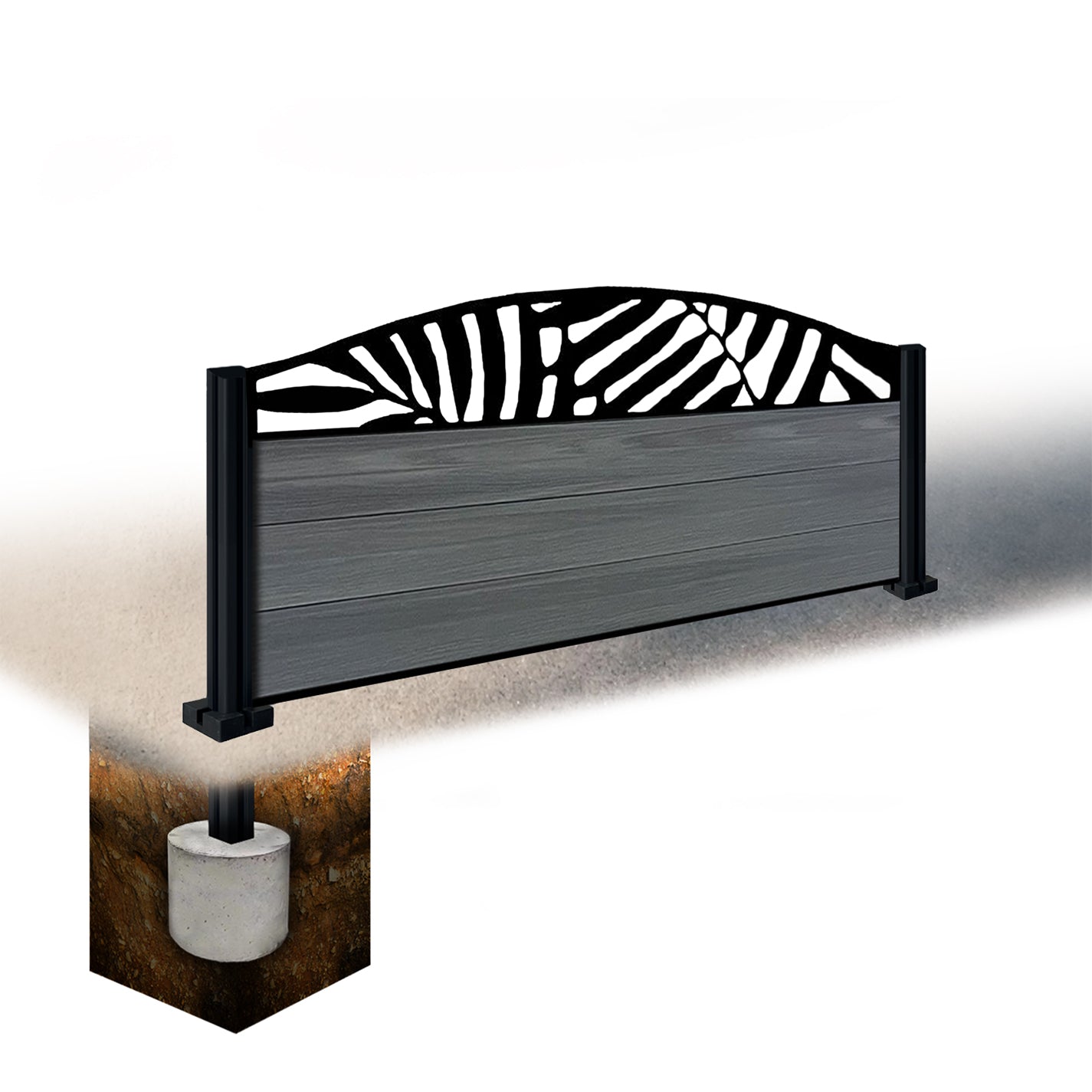 Composite Fence Kit - with Curved Leafy Trellis