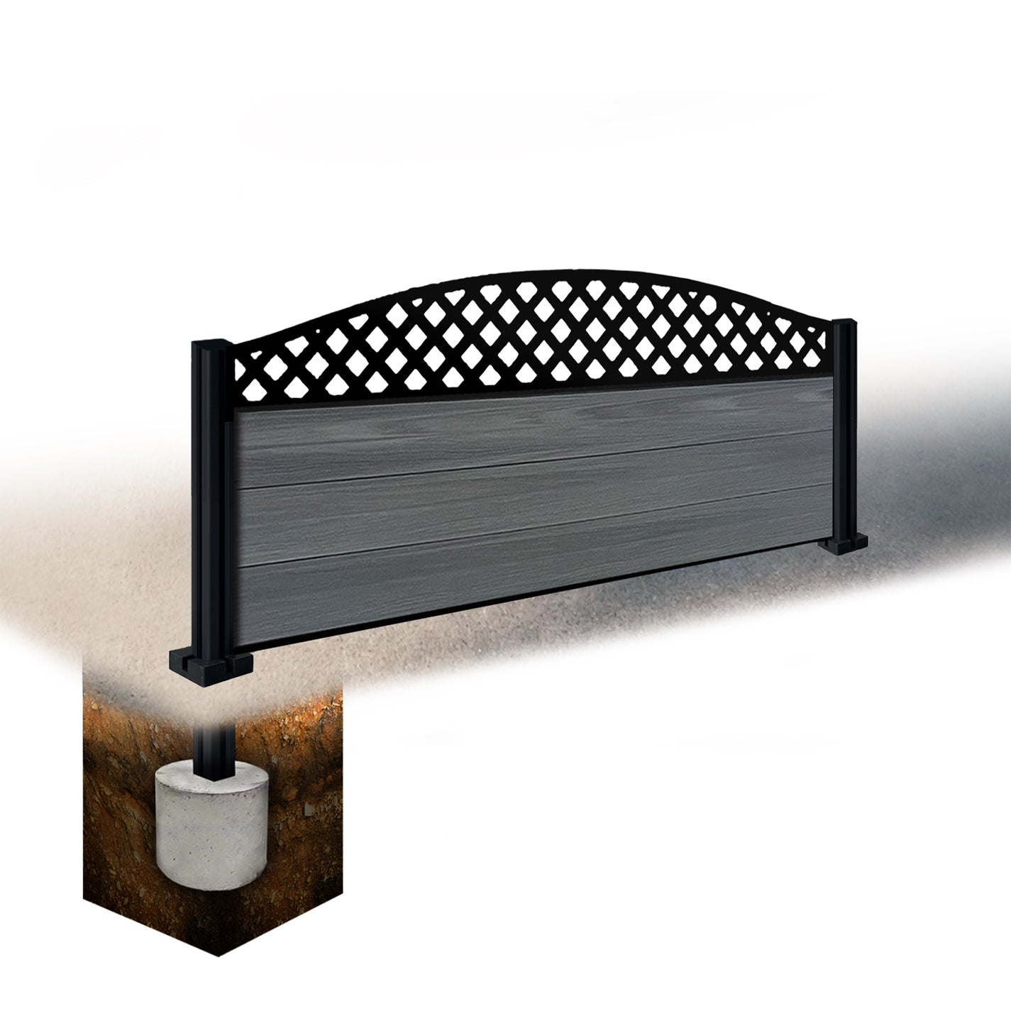 Composite Fence Kit - with Curved Wave Trellis