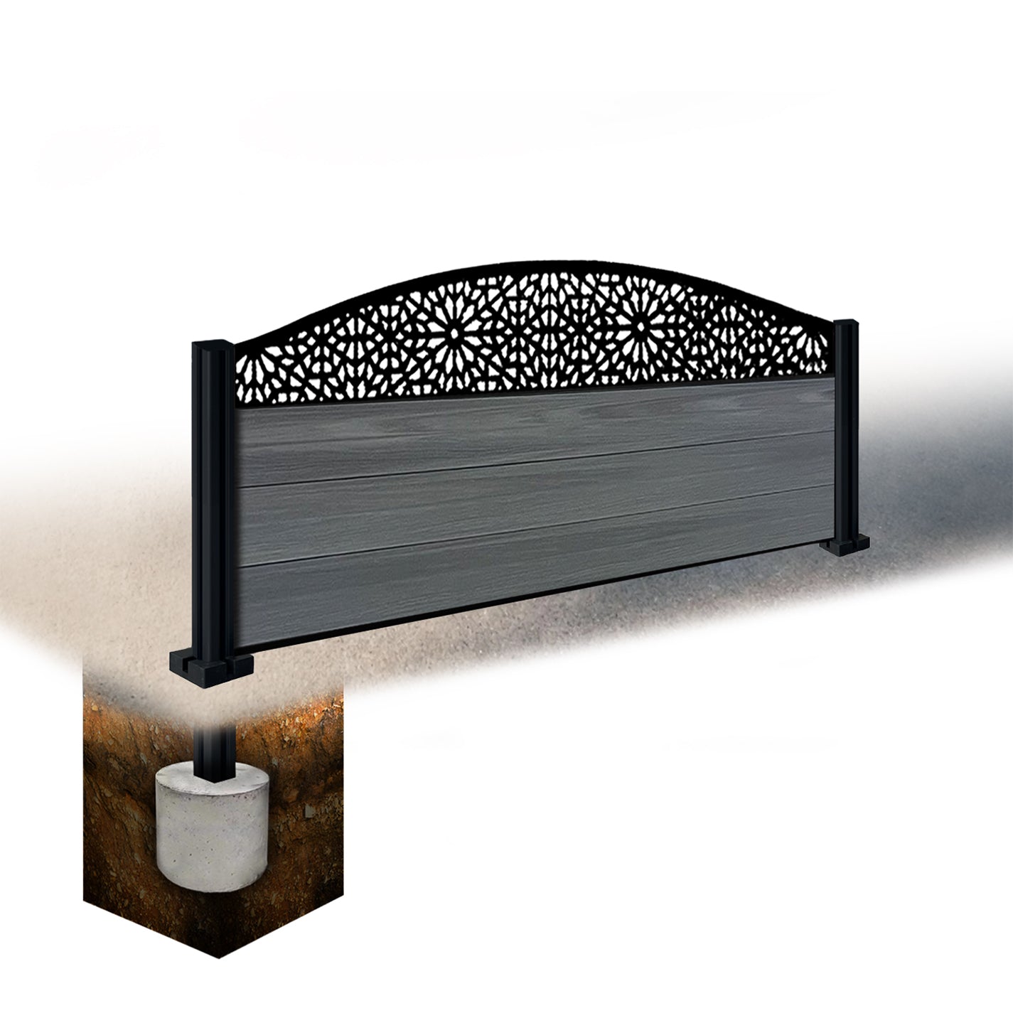 Composite Fence Kit - with Curved Morocco Trellis