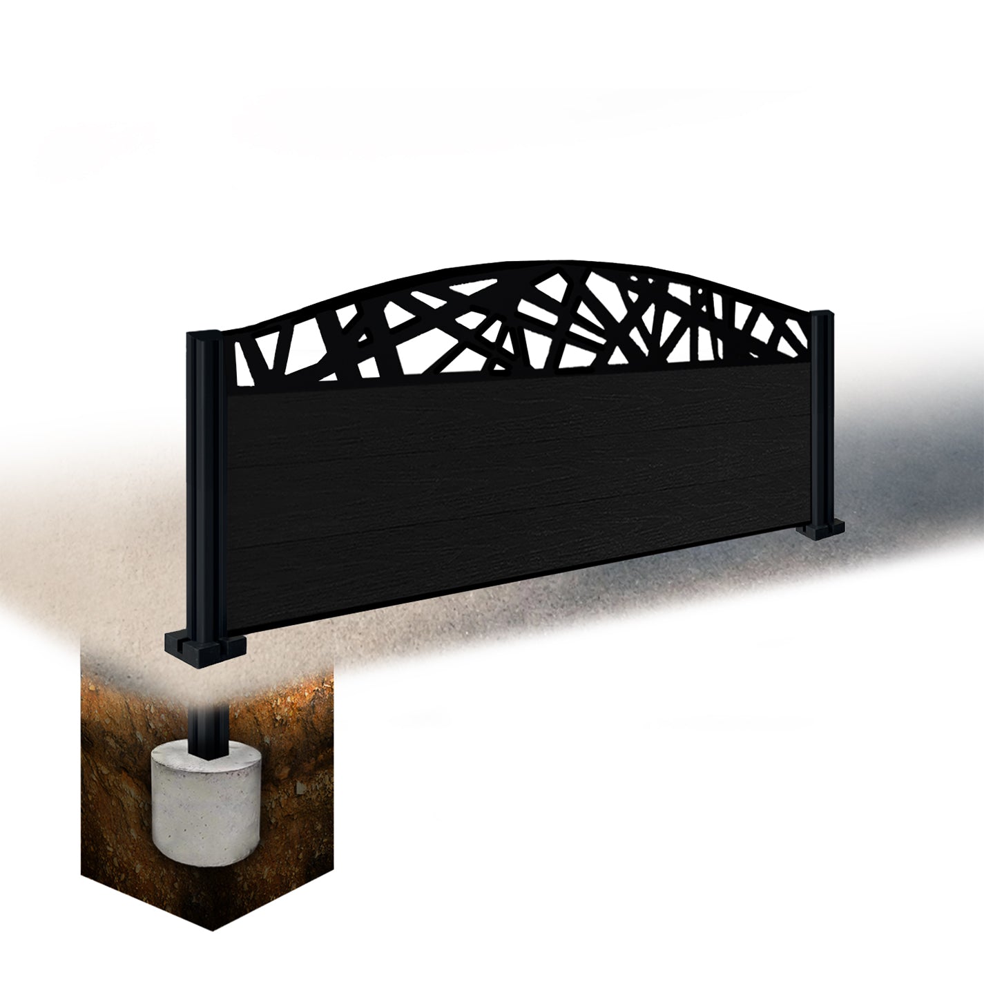 Composite Fence Kit - with Curved Laser Trellis