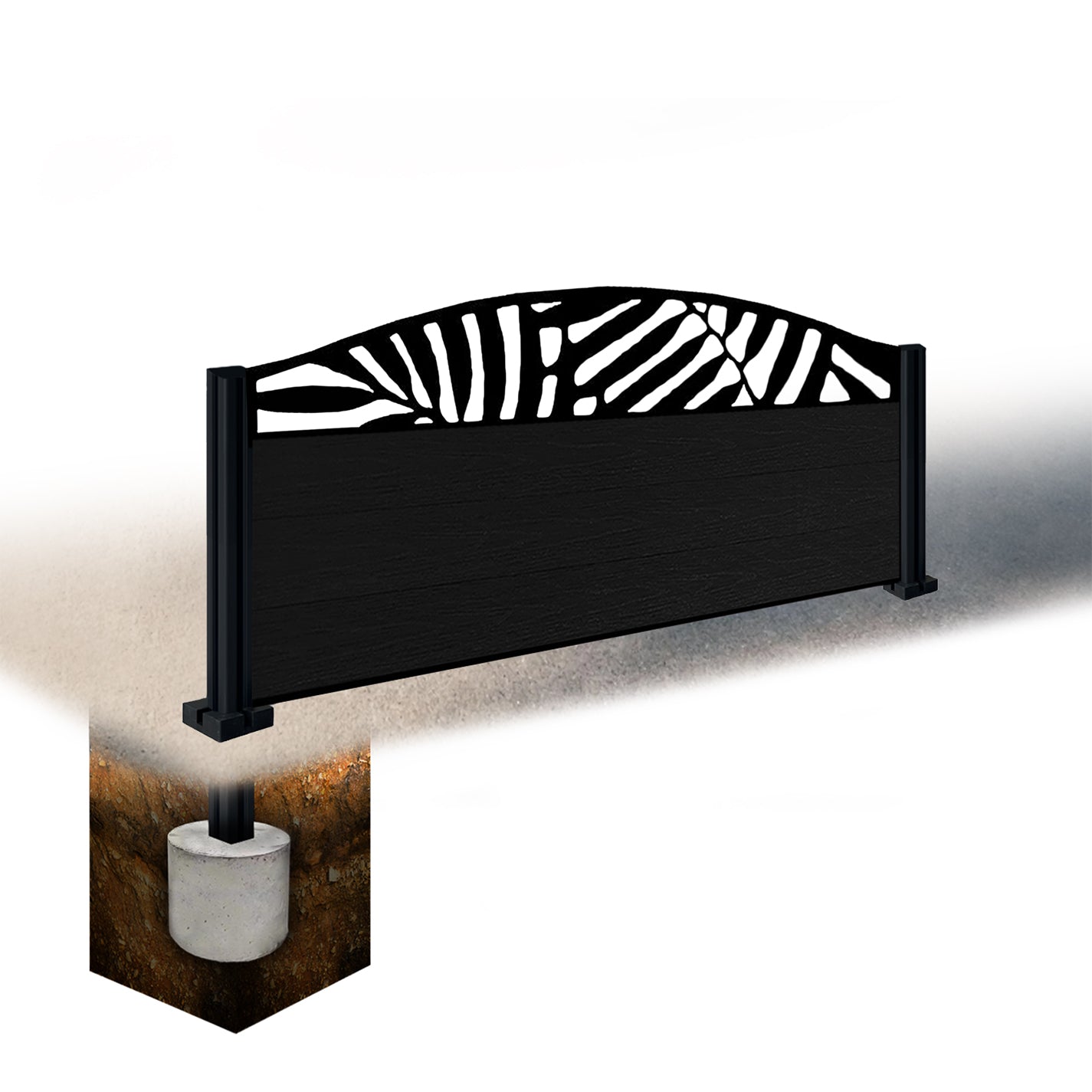 Composite Fence Kit - with Curved Leafy Trellis