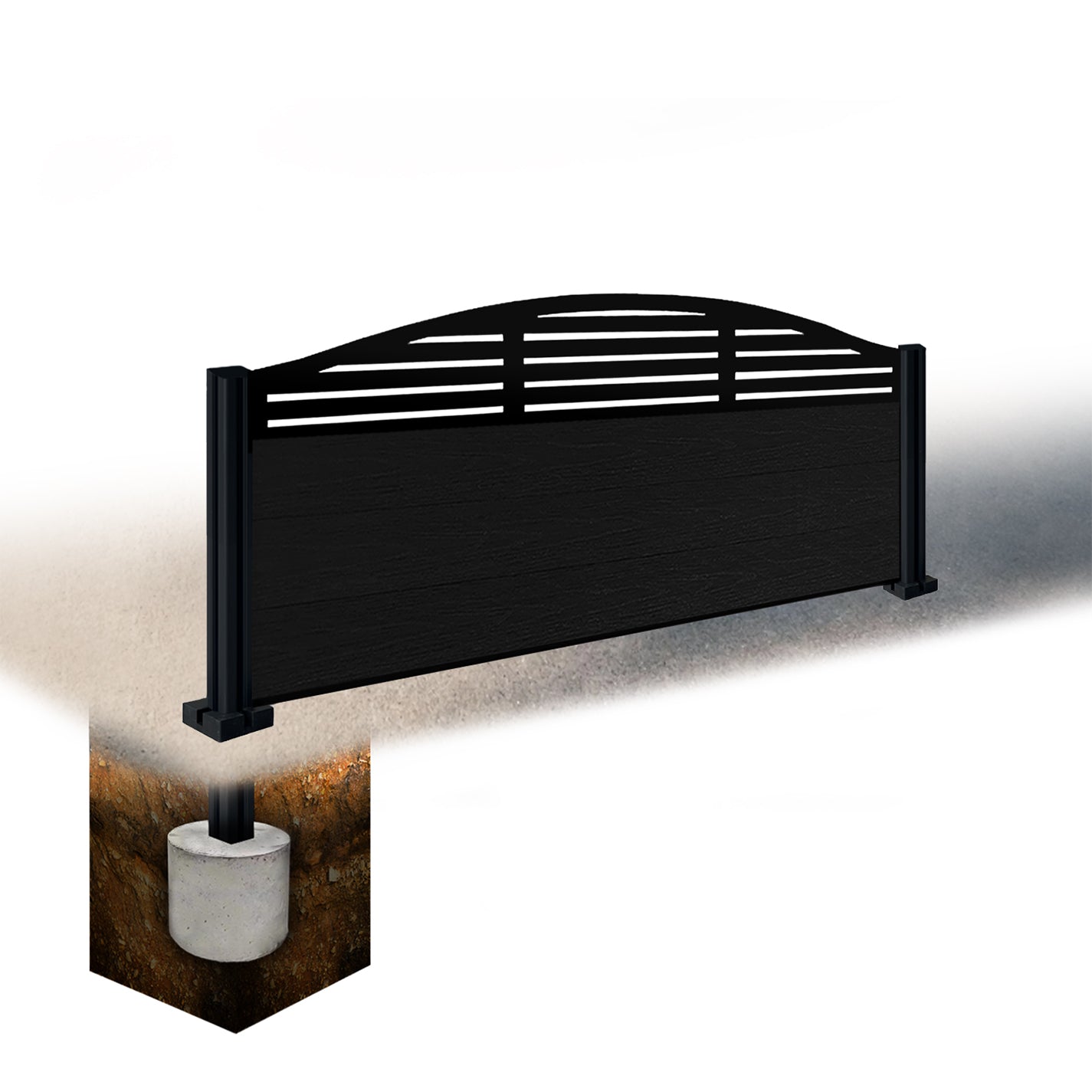 Composite Fence Kit - with Curved Slat Trellis