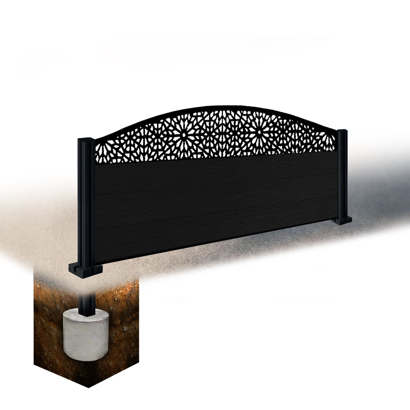 Composite Fence Kit - with Curved Morocco Trellis