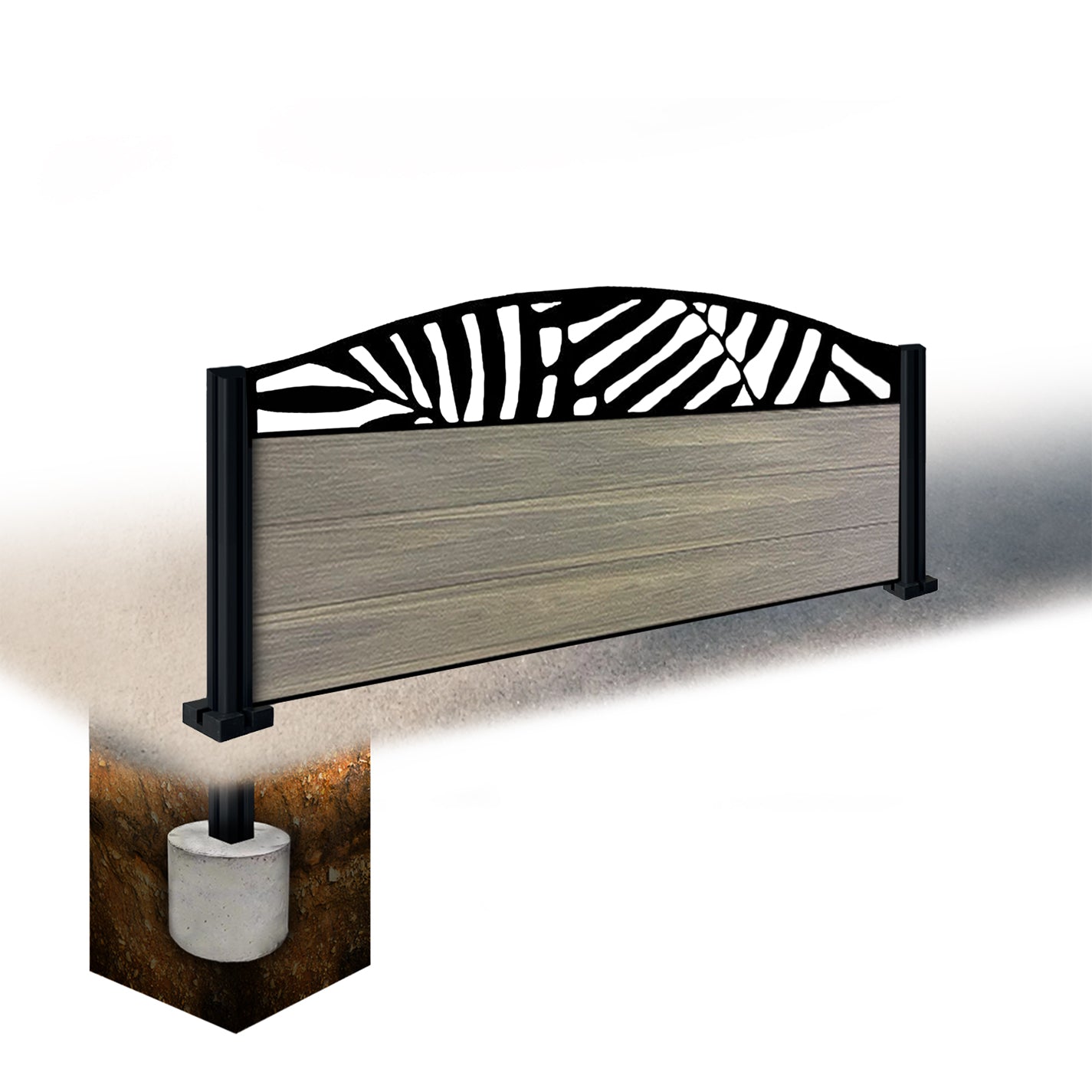 Composite Fence Kit - with Curved Leafy Trellis