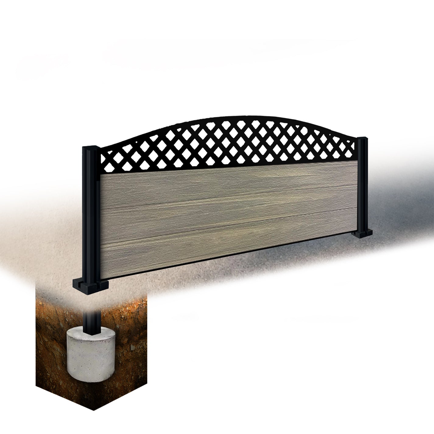 Composite Fence Kit - with Curved Wave Trellis