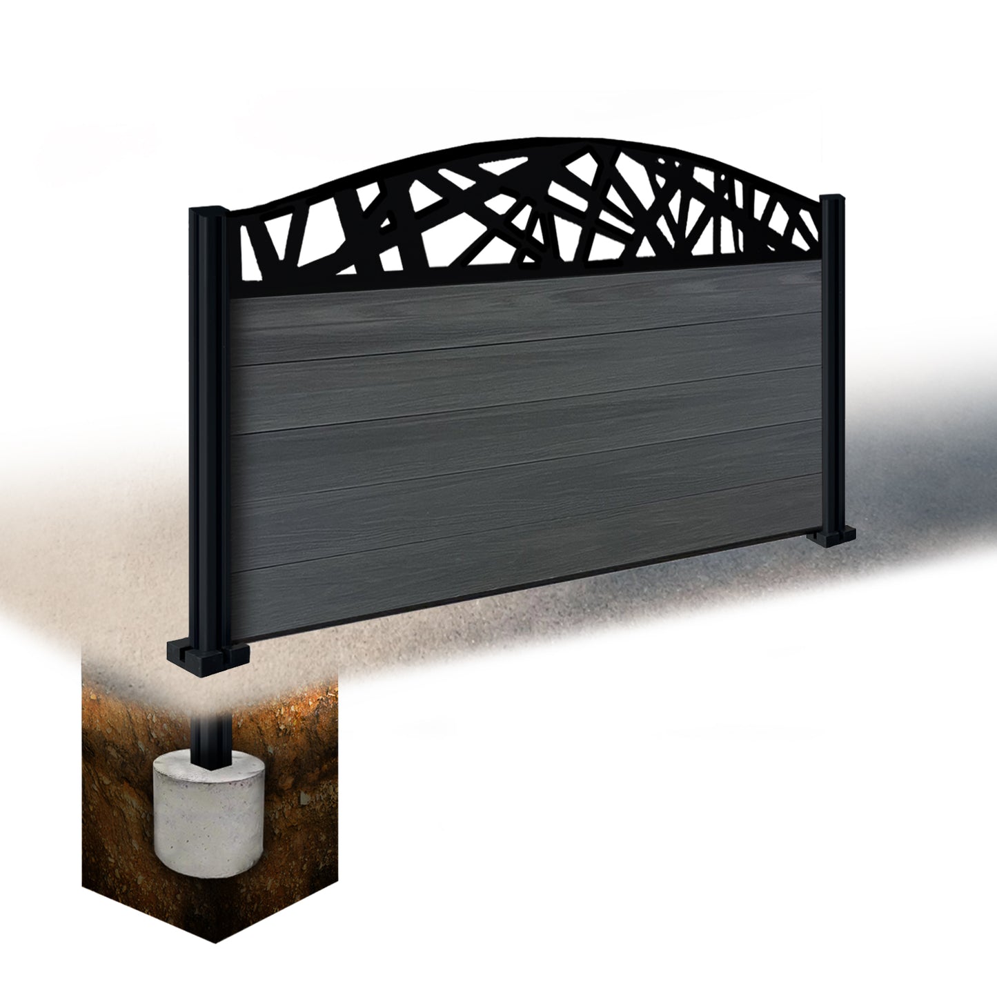 Composite Fence Kit - with Curved Laser Trellis