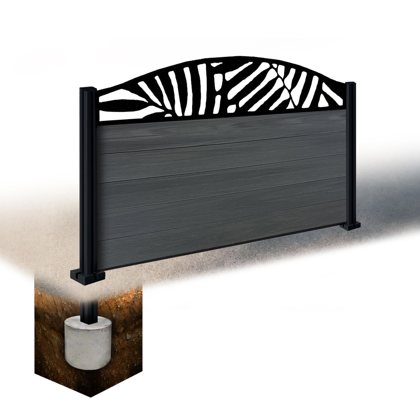 Composite Fence Kit - with Curved Leafy Trellis