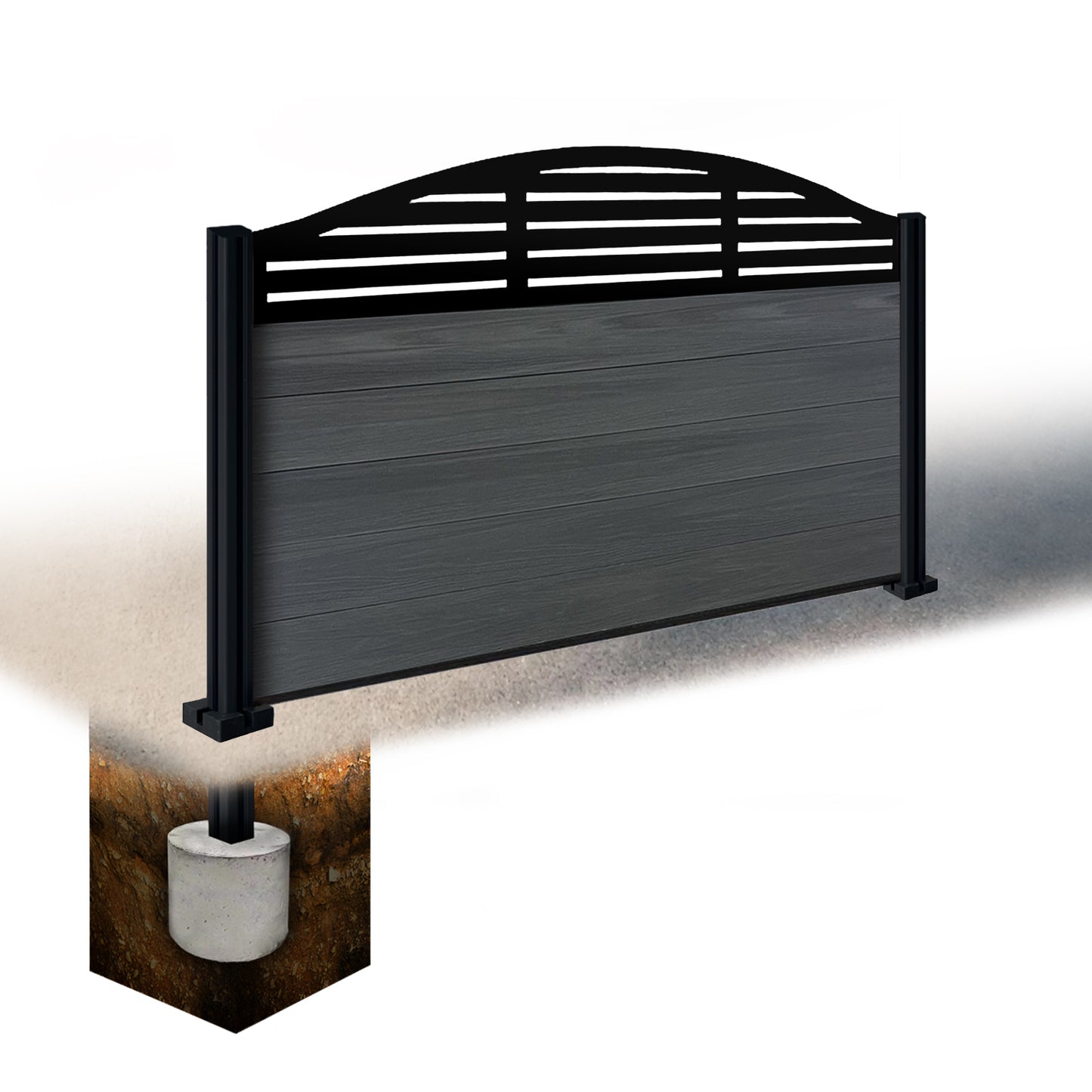 Composite Fence Kit - with Curved Slat Trellis