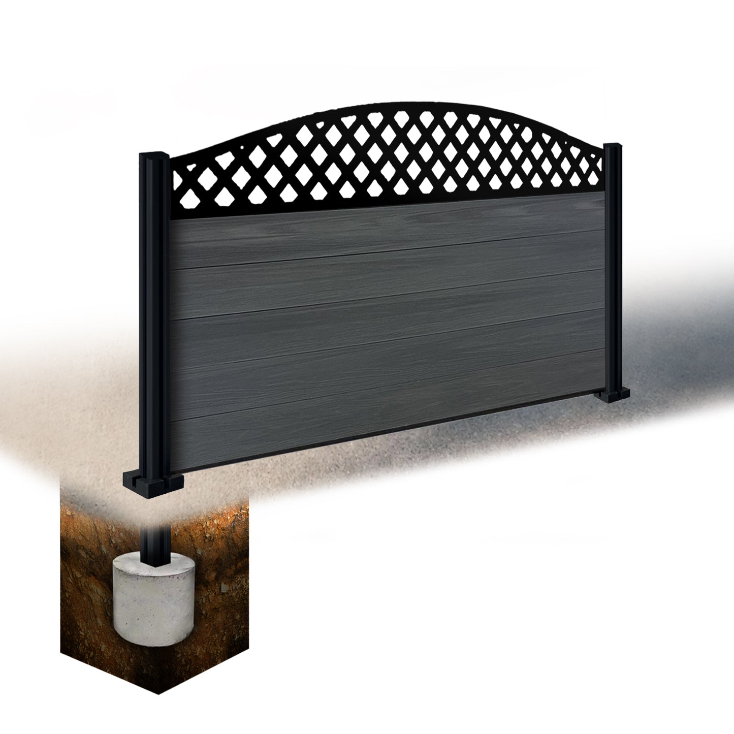 Composite Fence Kit - with Curved Wave Trellis