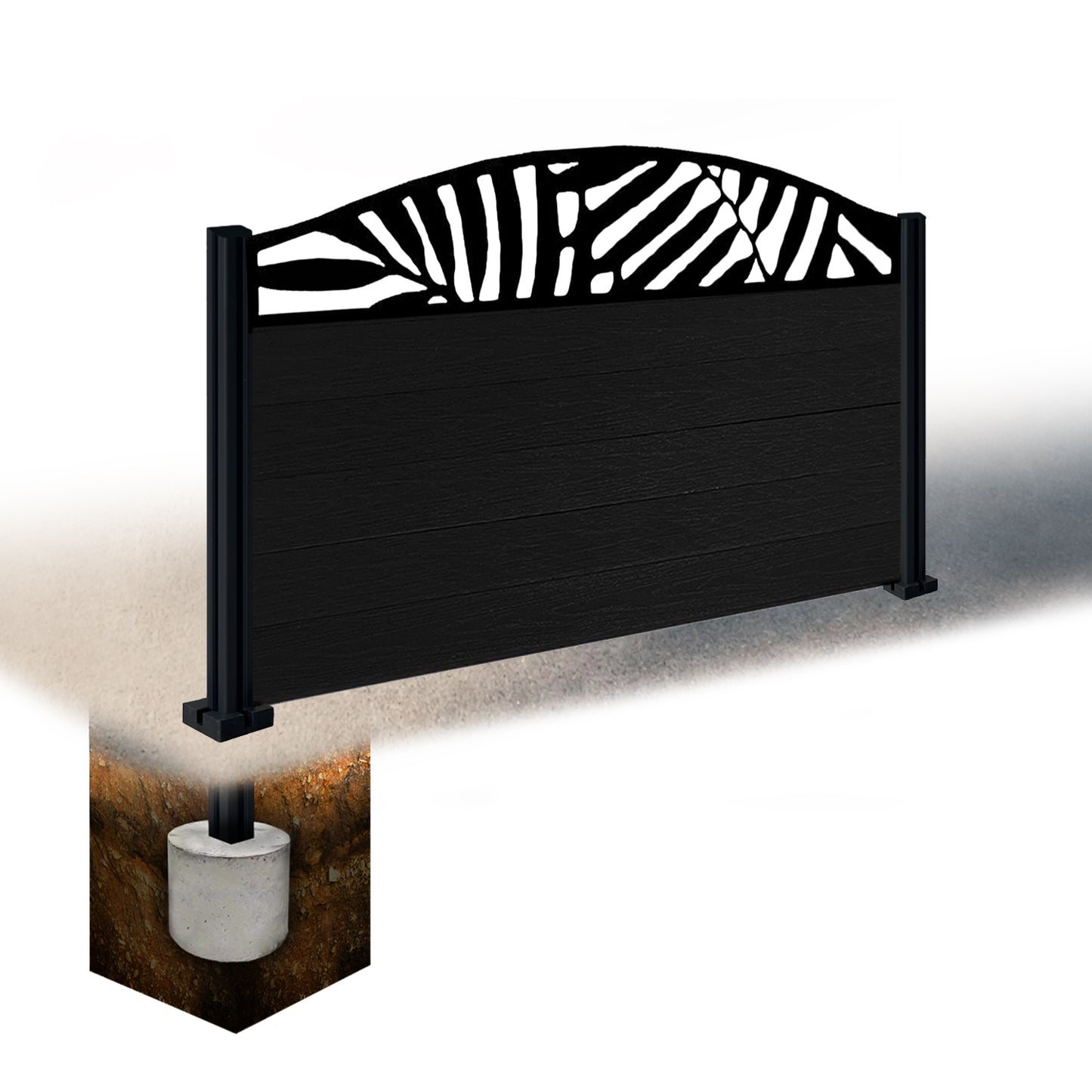 Composite Fence Kit - with Curved Leafy Trellis