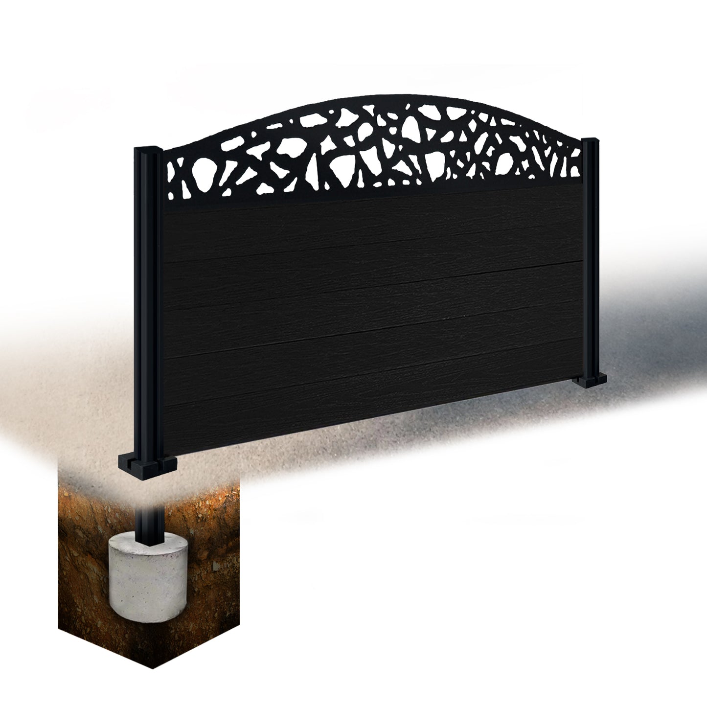 Composite Fence Kit - with Curved Pebble Trellis