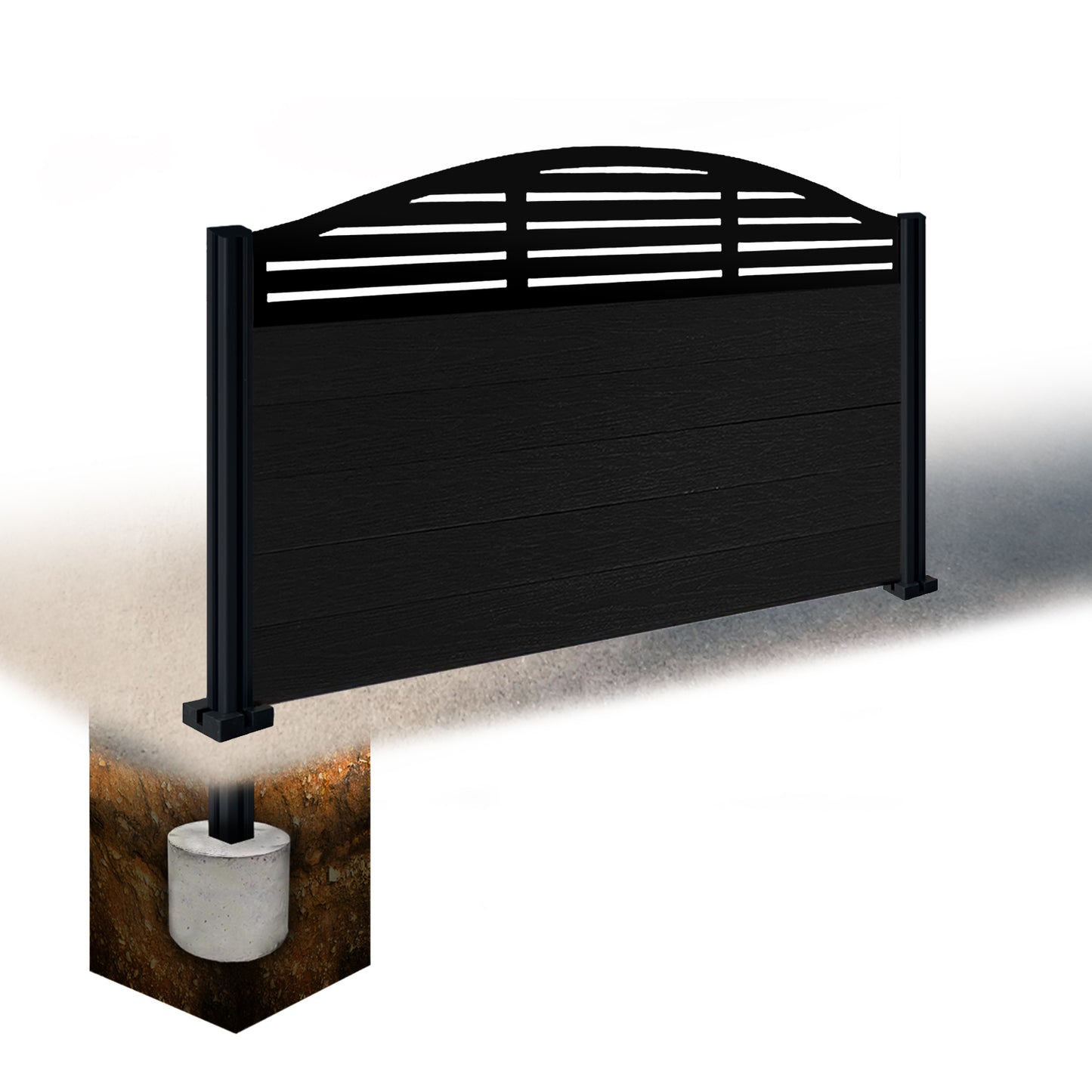 Composite Fence Kit - with Curved Slat Trellis