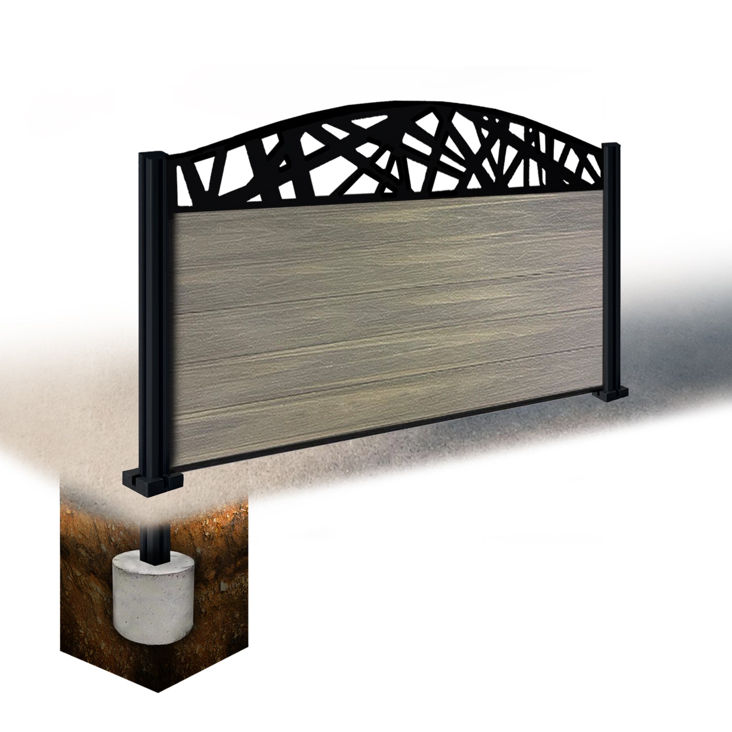 Composite Fence Kit - with Curved Laser Trellis