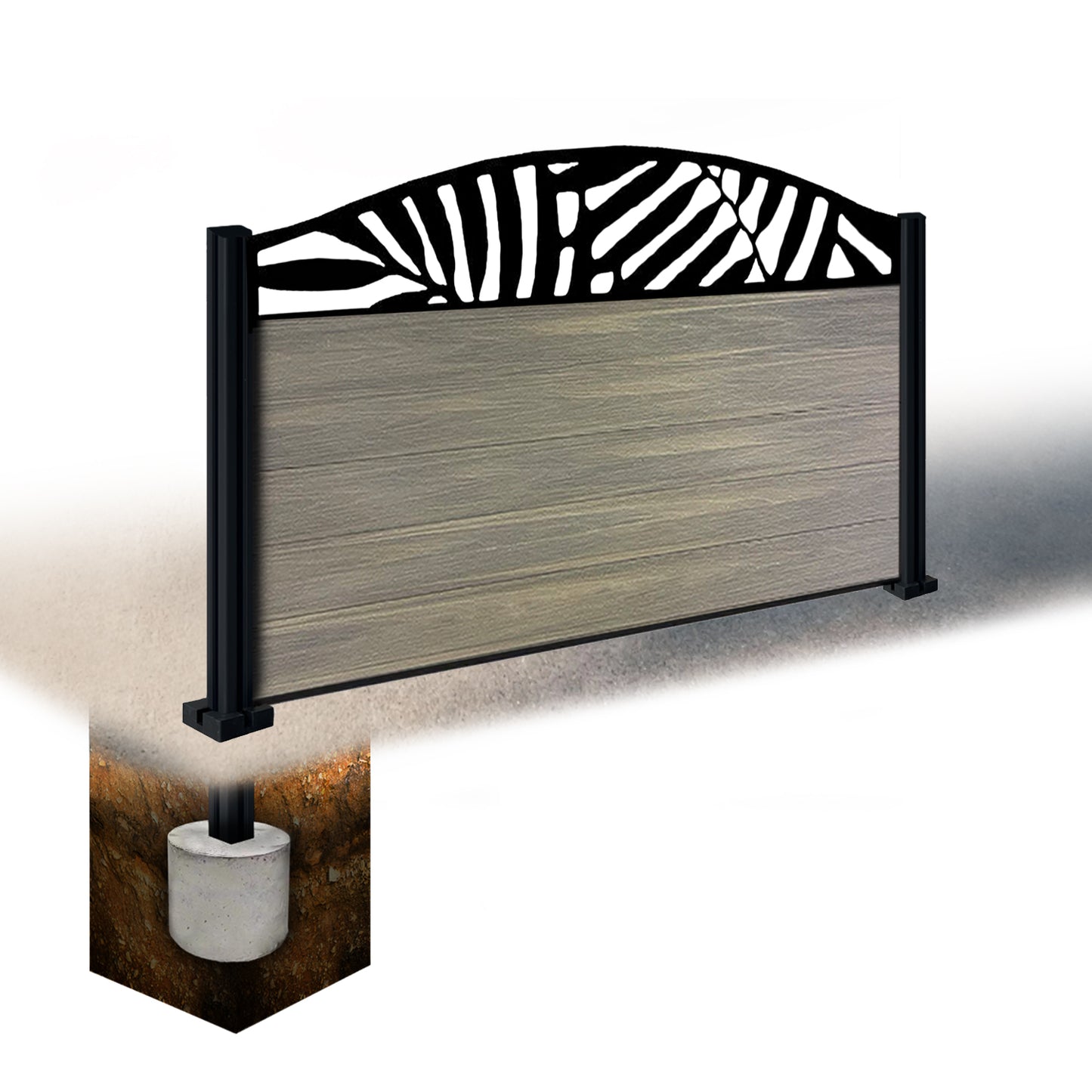 Composite Fence Kit - with Curved Leafy Trellis