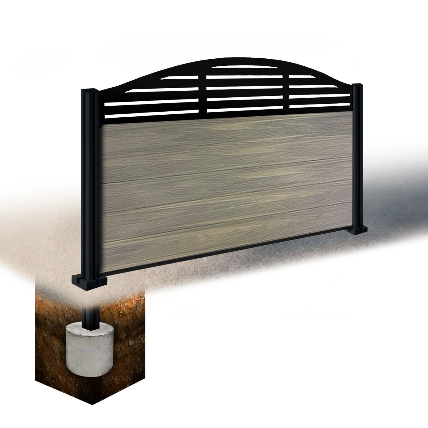 Composite Fence Kit - with Curved Slat Trellis