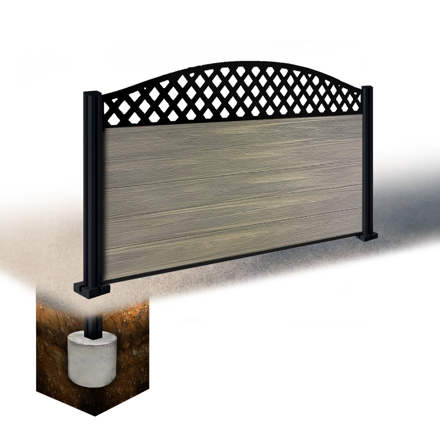 Composite Fence Kit - with Curved Wave Trellis