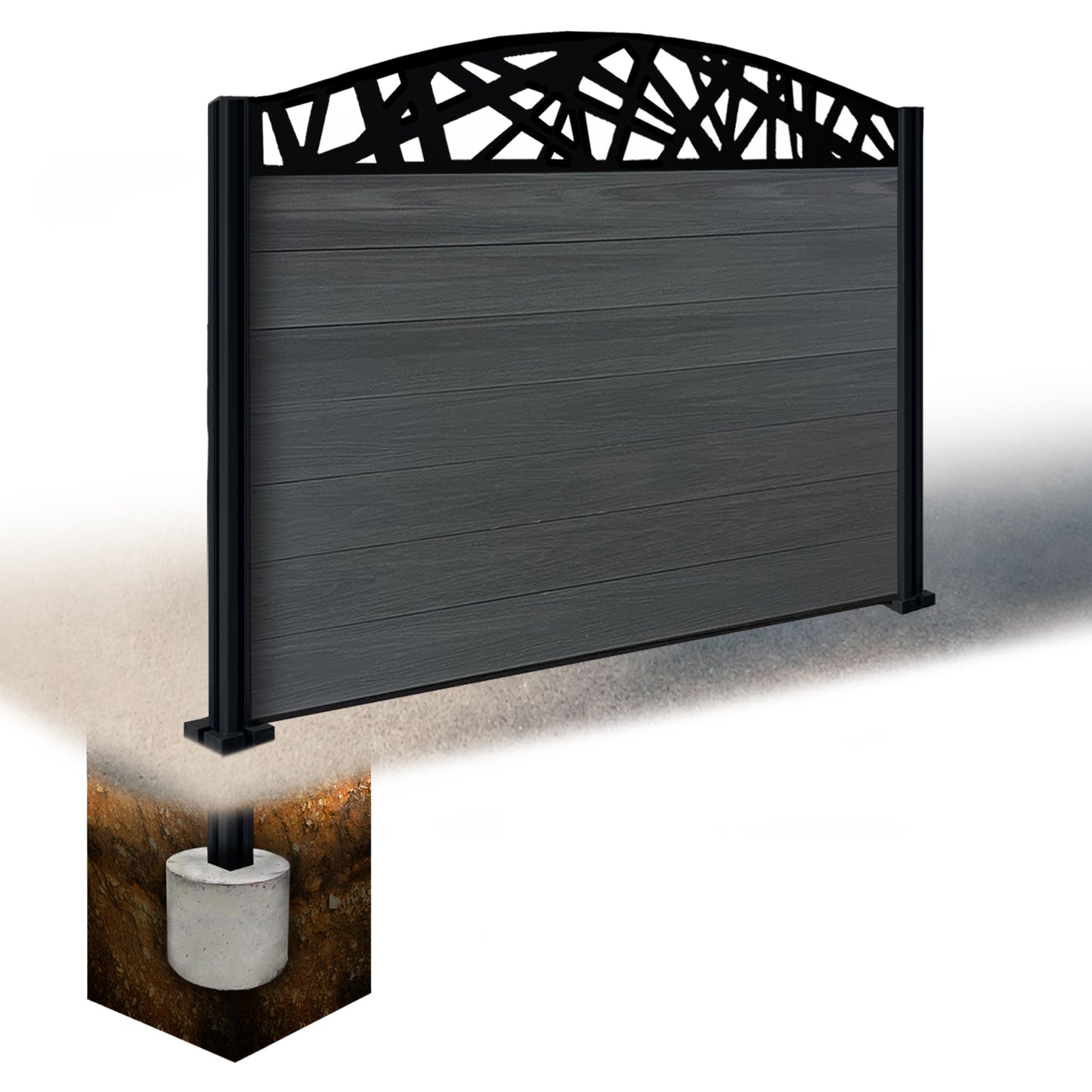 Composite Fence Kit - with Curved Laser Trellis