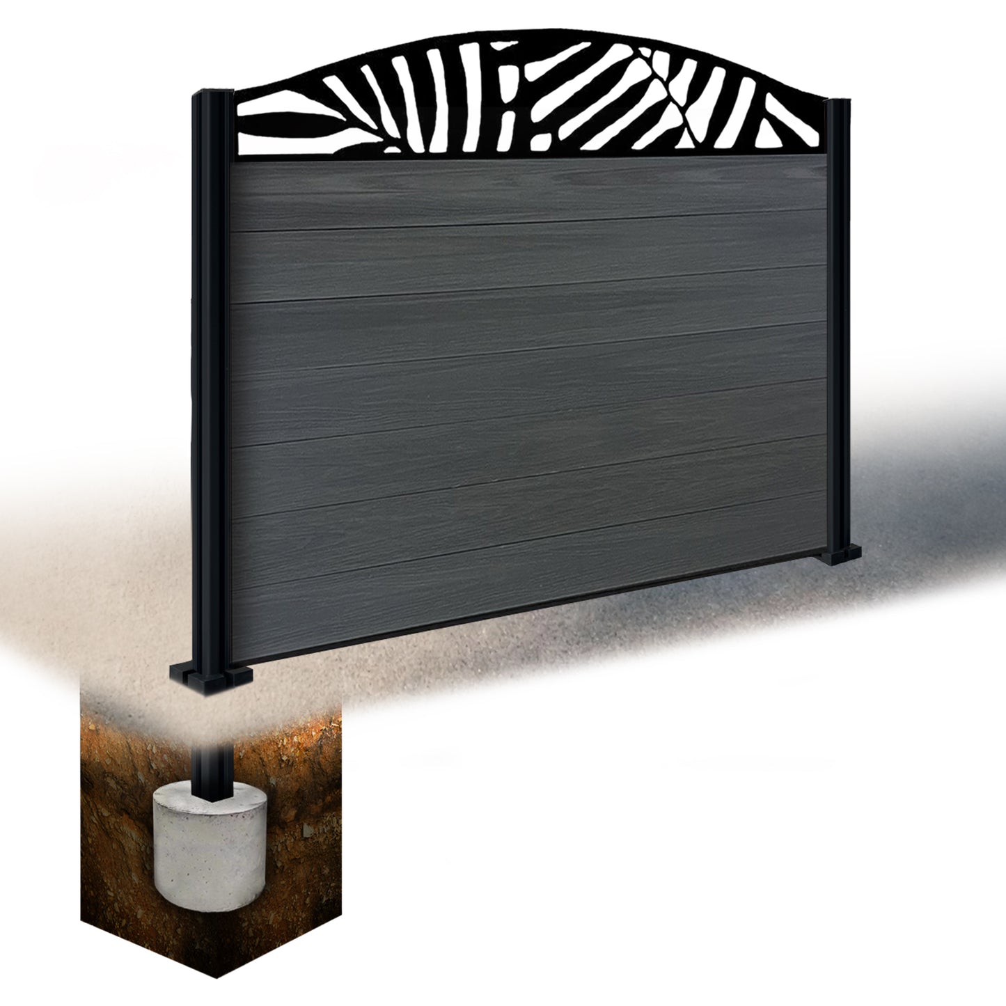 Composite Fence Kit - with Curved Leafy Trellis