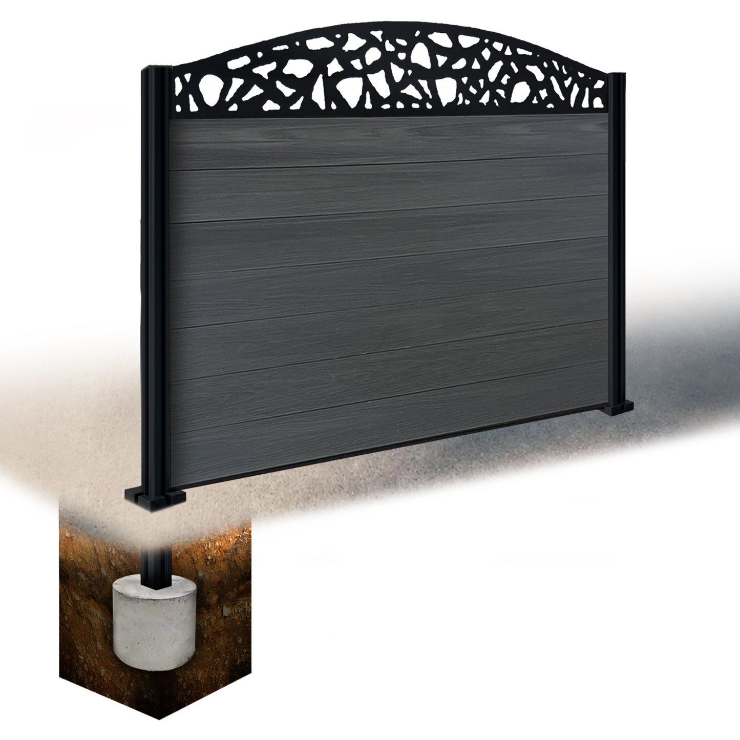 Composite Fence Kit - with Curved Pebble Trellis