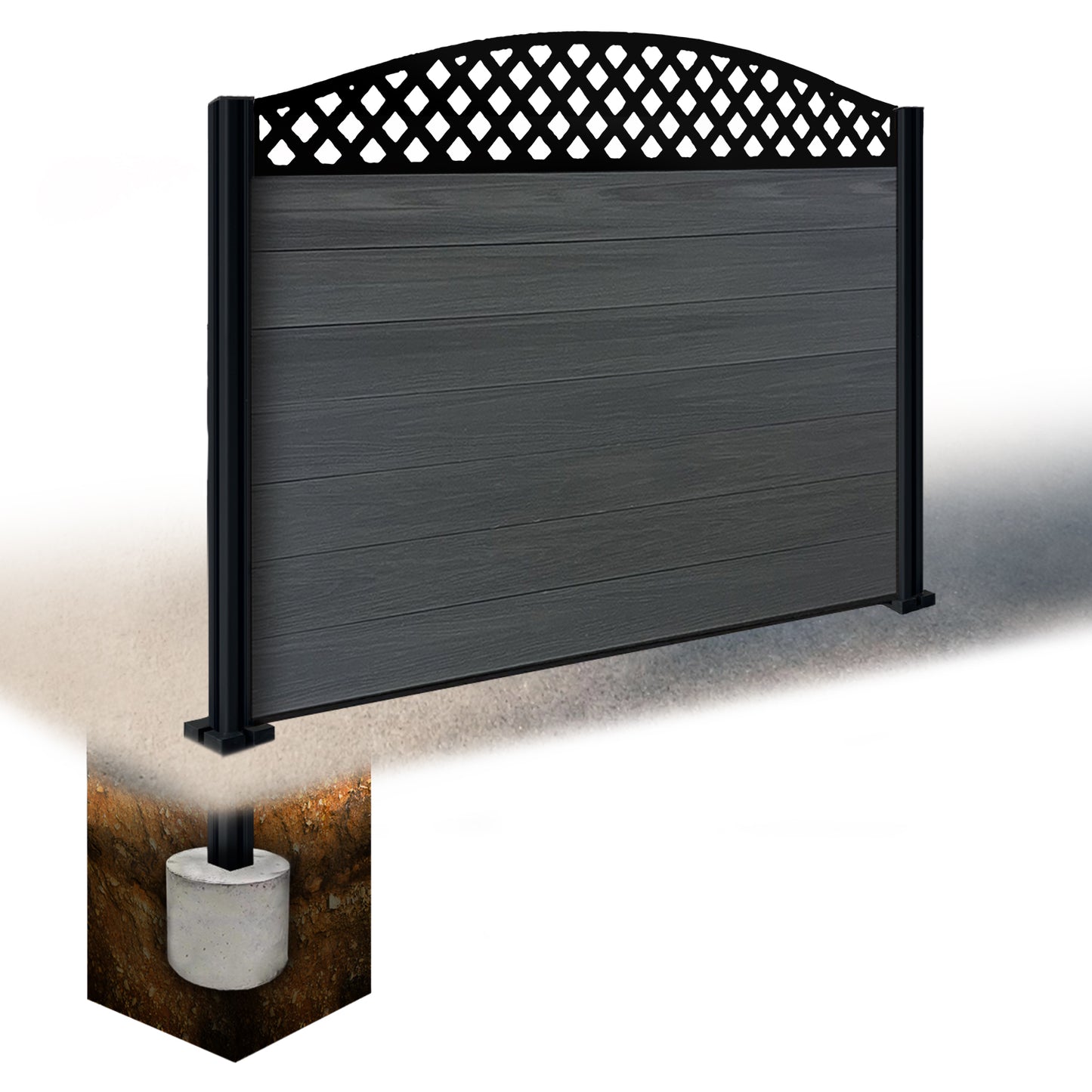 Composite Fence Kit - with Curved Wave Trellis