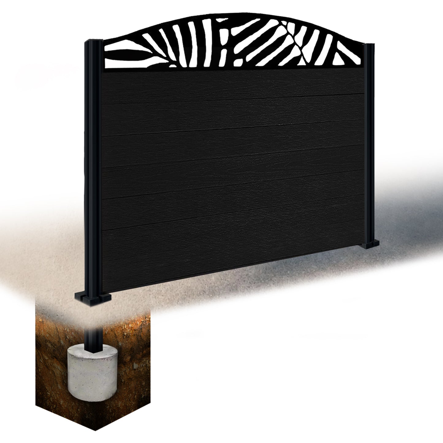 Composite Fence Kit - with Curved Leafy Trellis