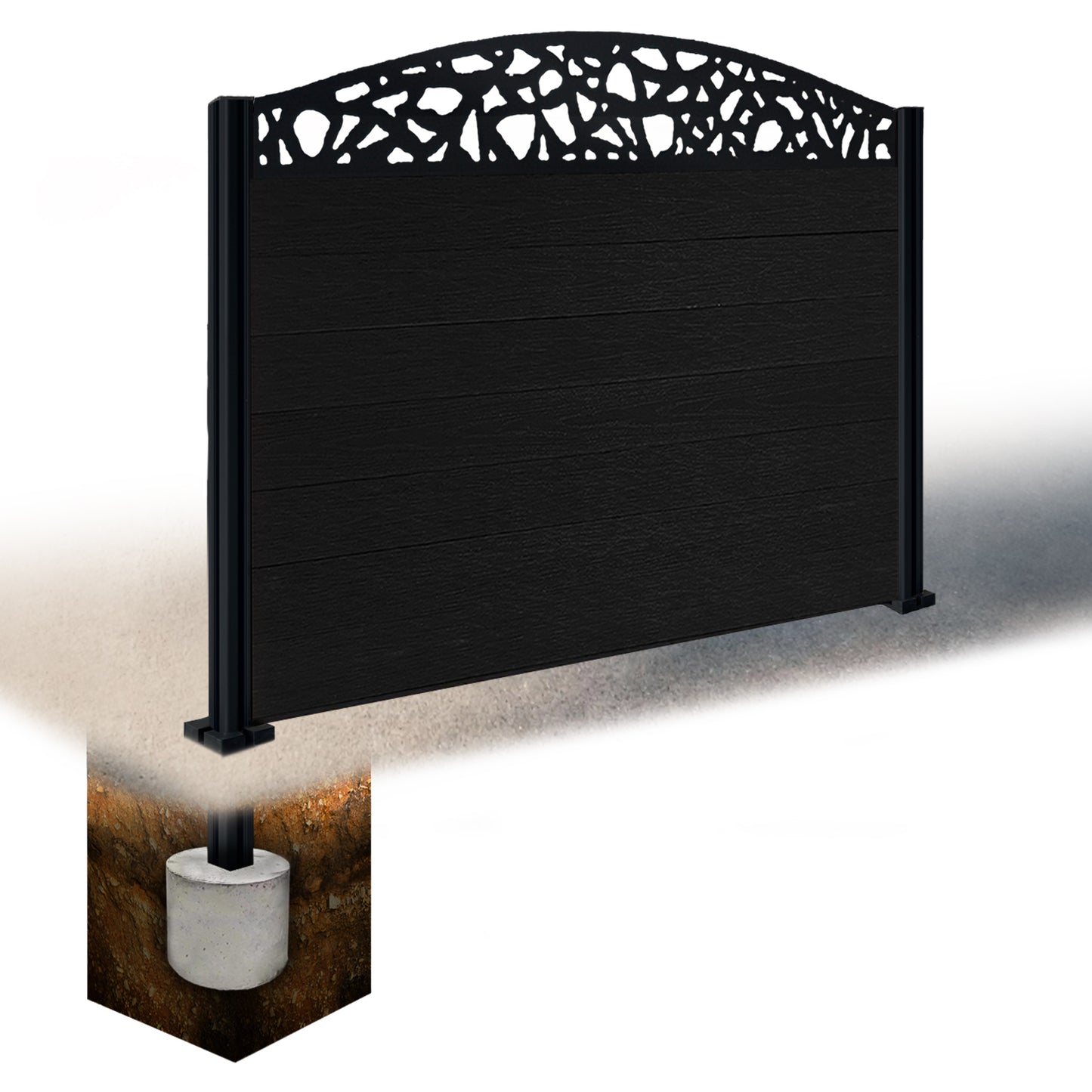 Composite Fence Kit - with Curved Pebble Trellis