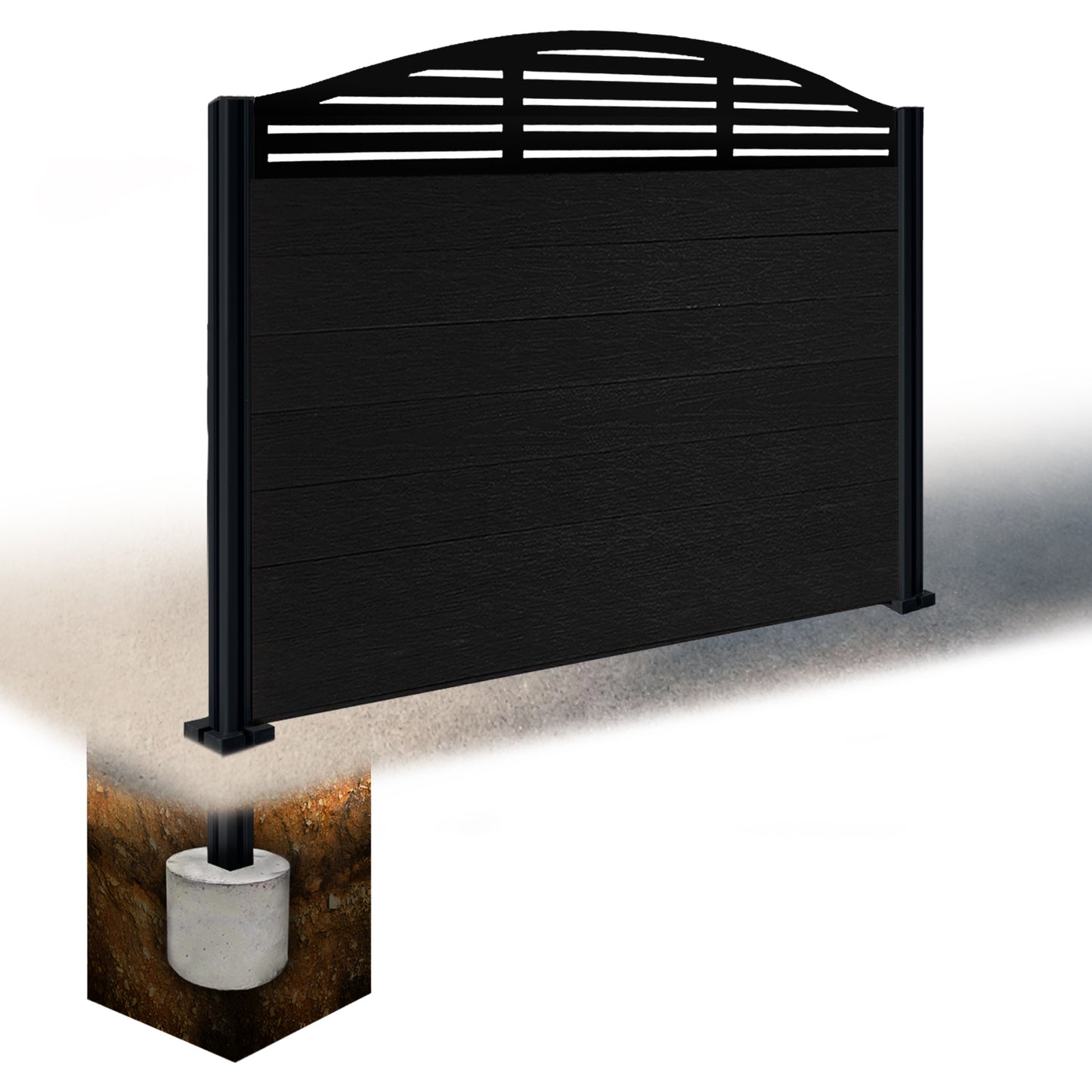Composite Fence Kit - with Curved Slat Trellis