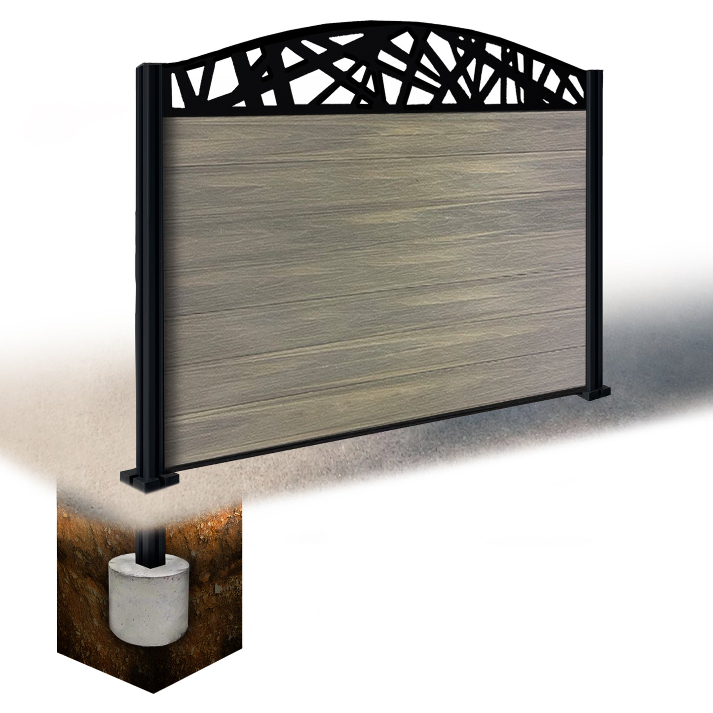 Composite Fence Kit - with Curved Laser Trellis