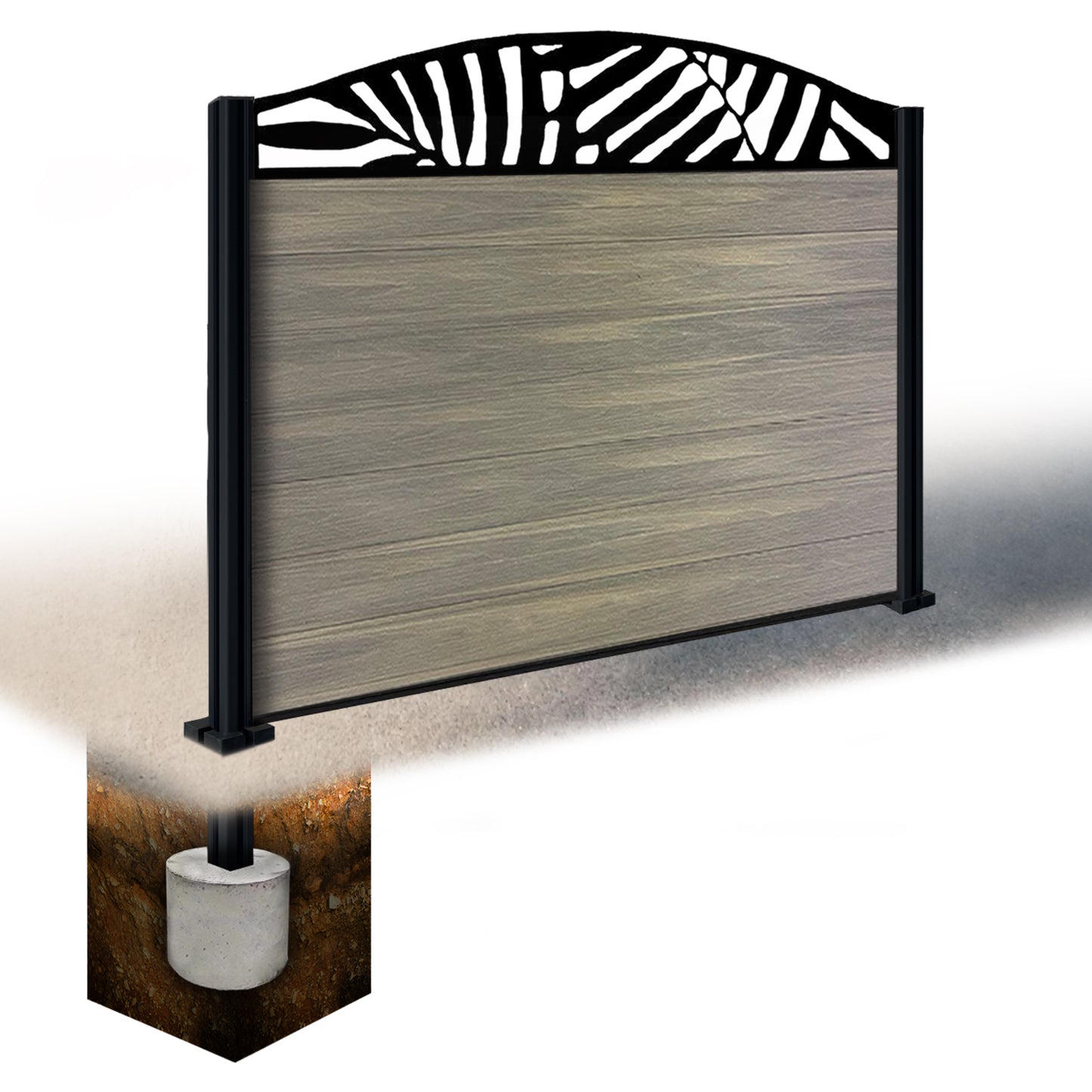 Composite Fence Kit - with Curved Leafy Trellis