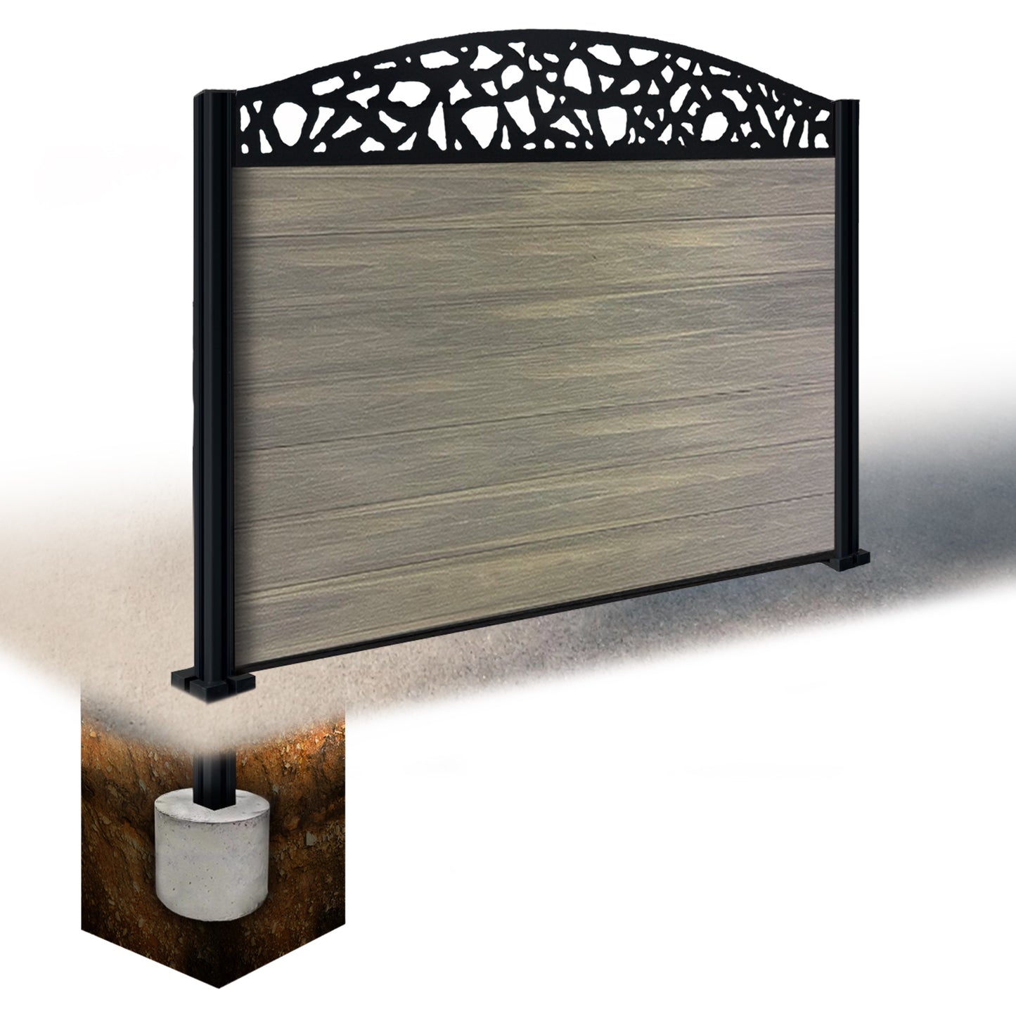 Composite Fence Kit - with Curved Pebble Trellis