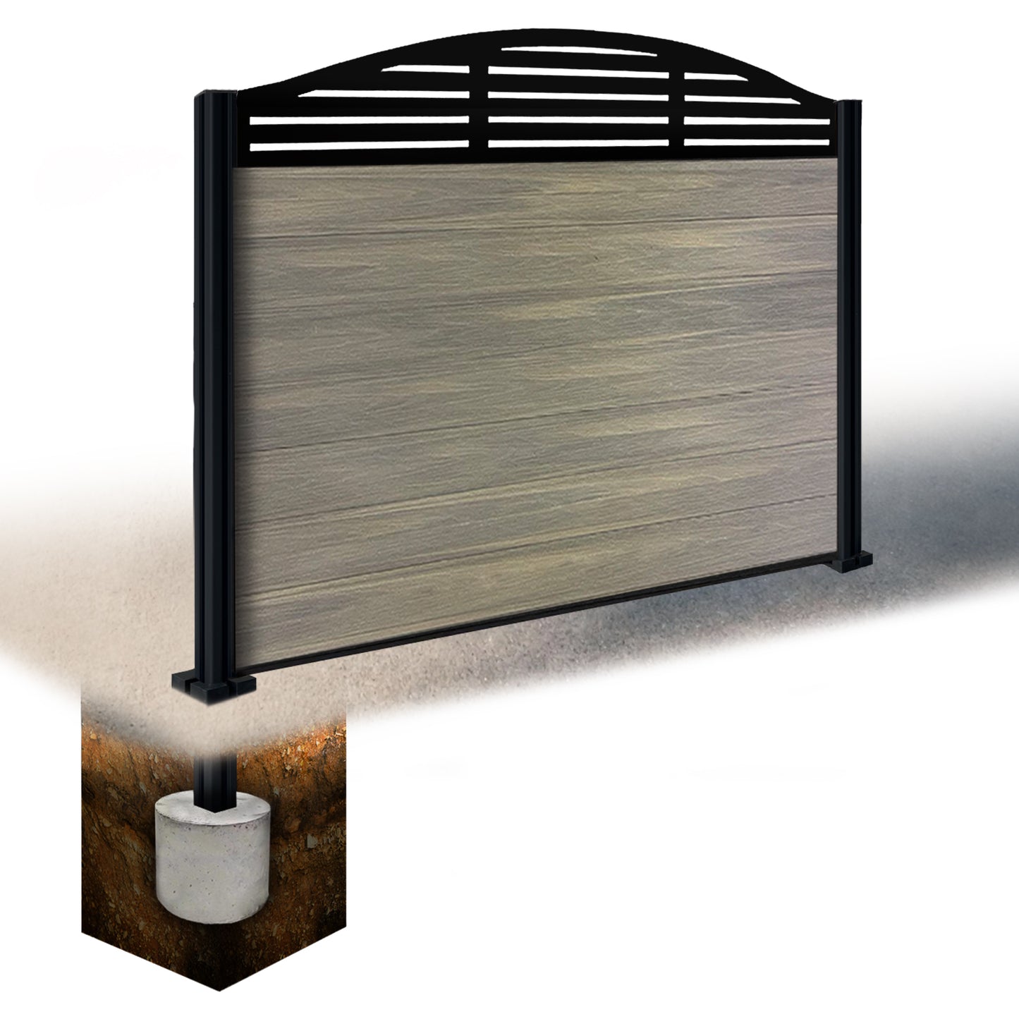 Composite Fence Kit - with Curved Slat Trellis