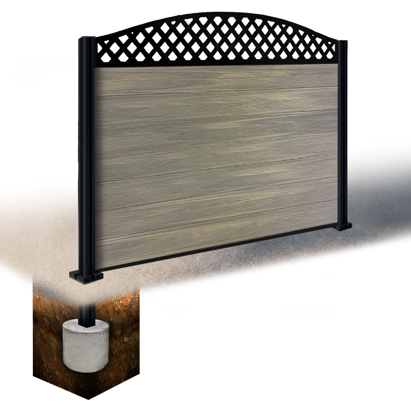 Composite Fence Kit - with Curved Wave Trellis