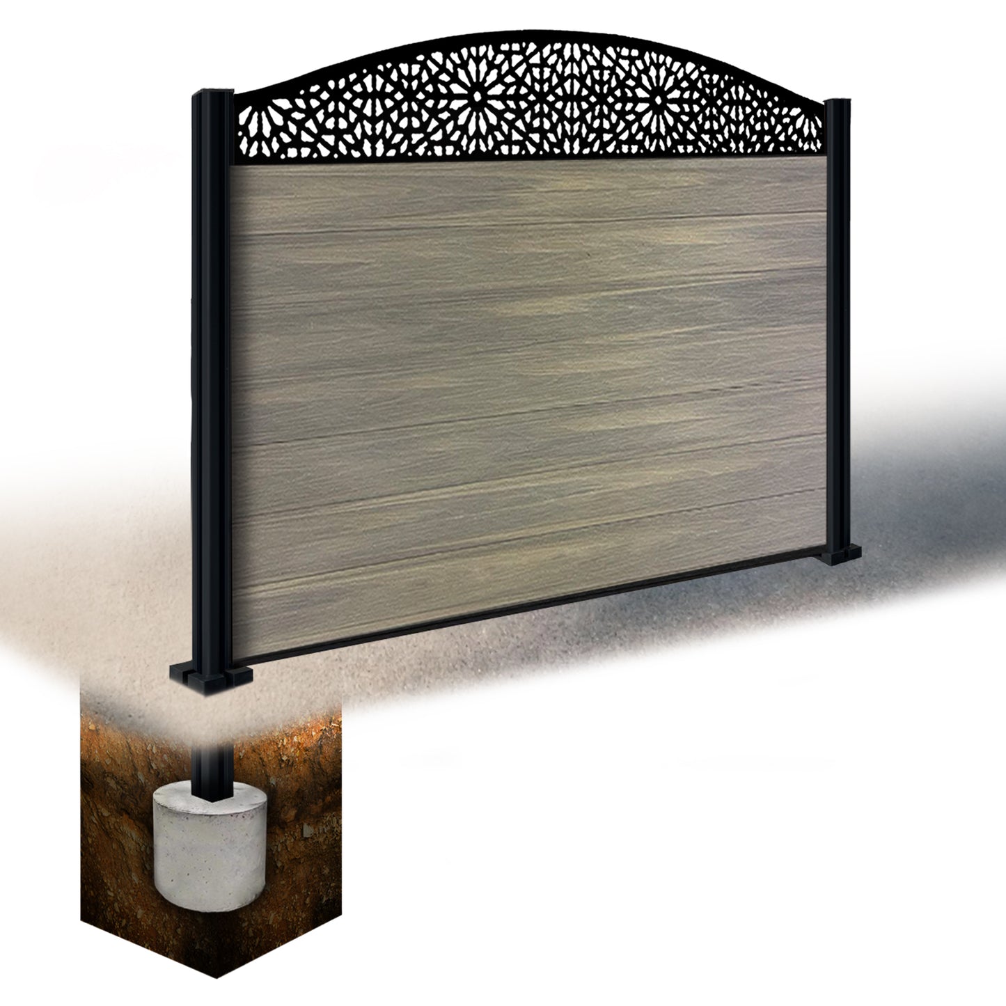 Composite Fence Kit - with Curved Morocco Trellis