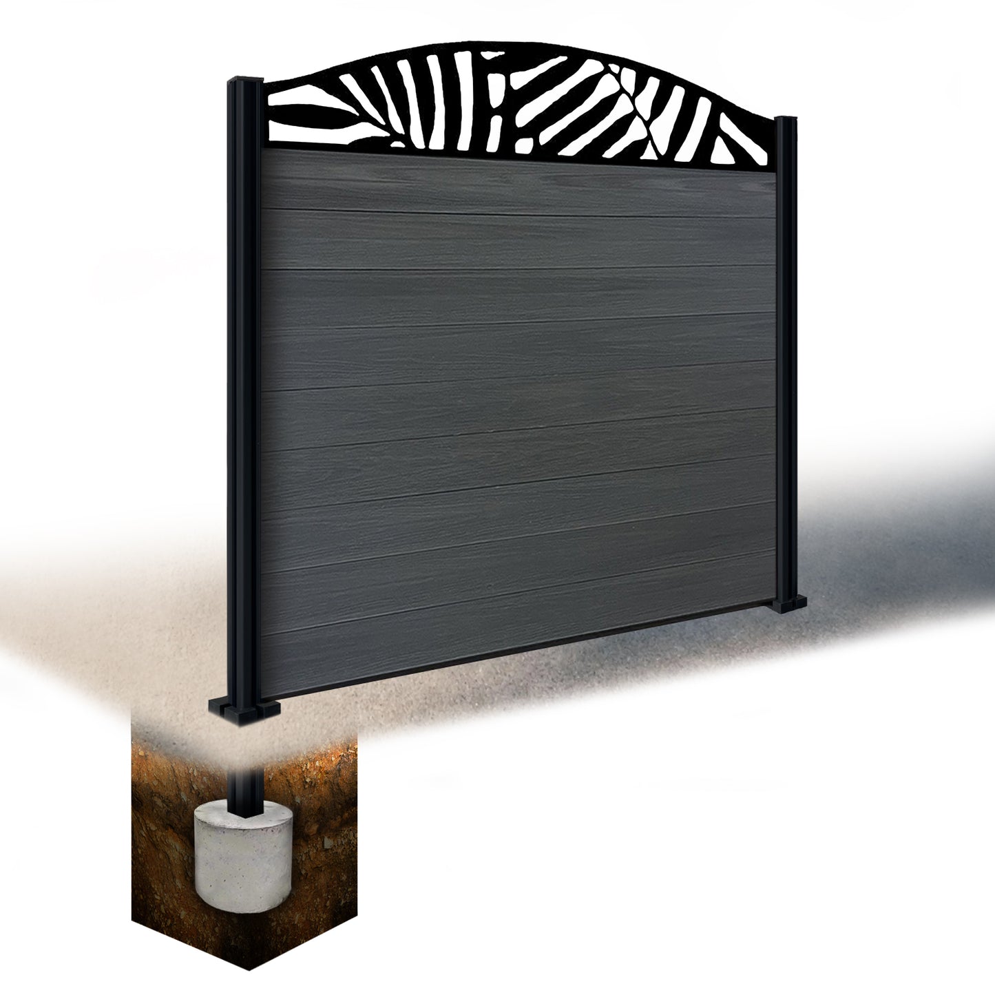 Composite Fence Kit - with Curved Leafy Trellis