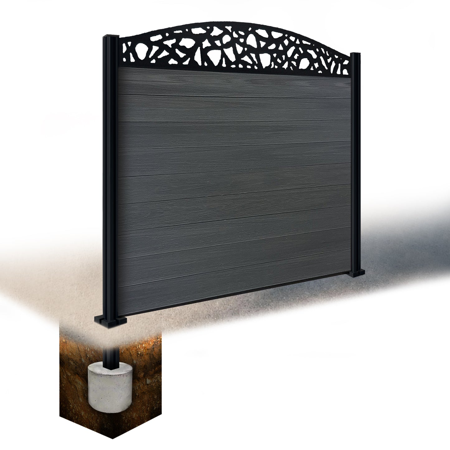 Composite Fence Kit - with Curved Pebble Trellis