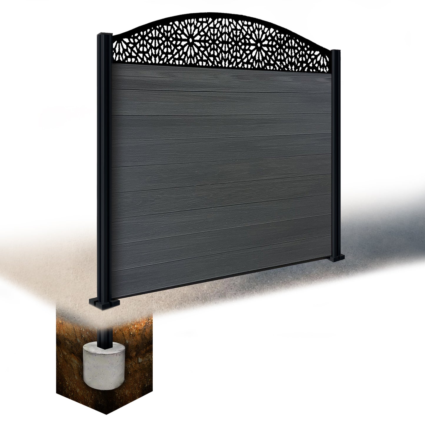 Composite Fence Kit - with Curved Morocco Trellis