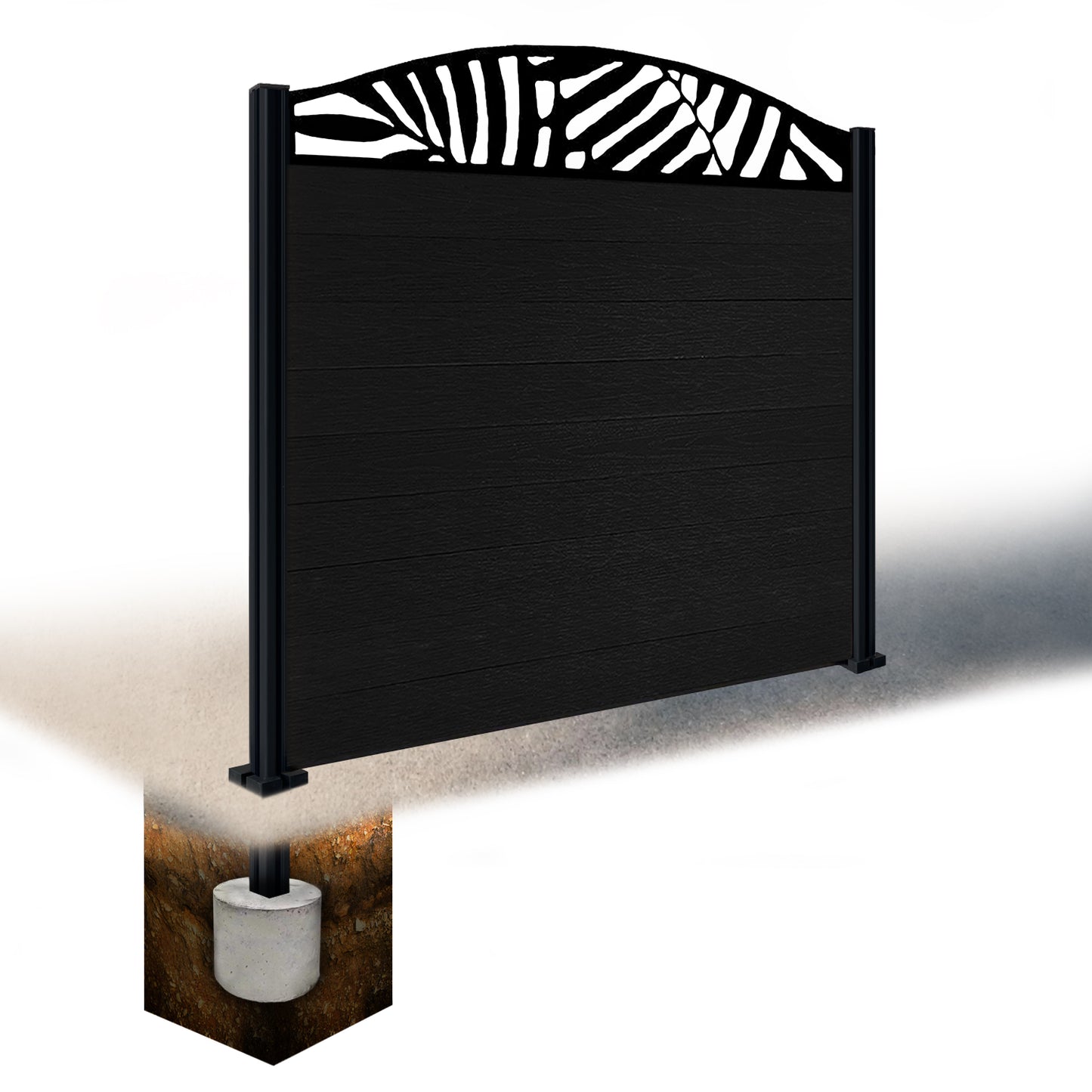 Composite Fence Kit - with Curved Leafy Trellis