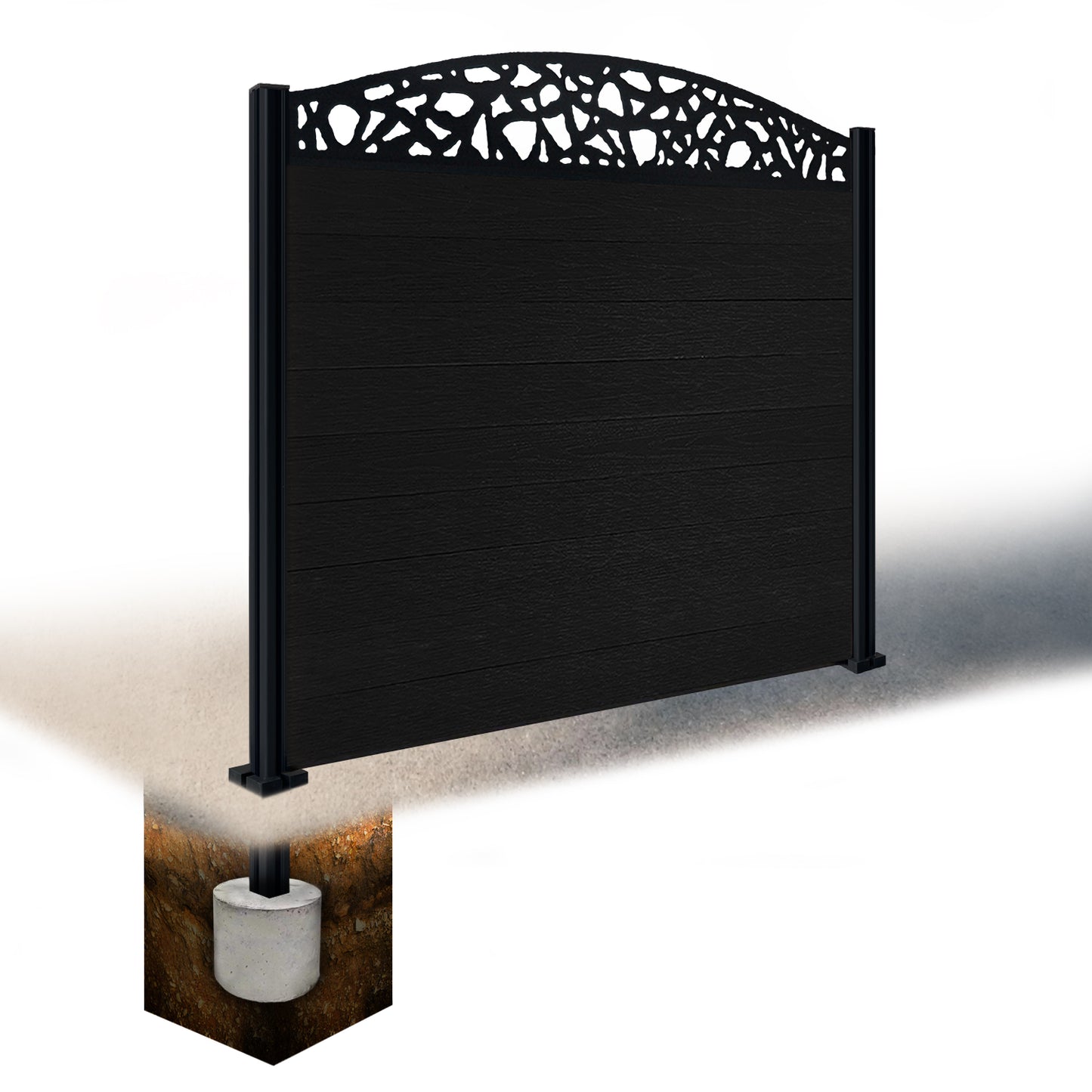 Composite Fence Kit - with Curved Pebble Trellis