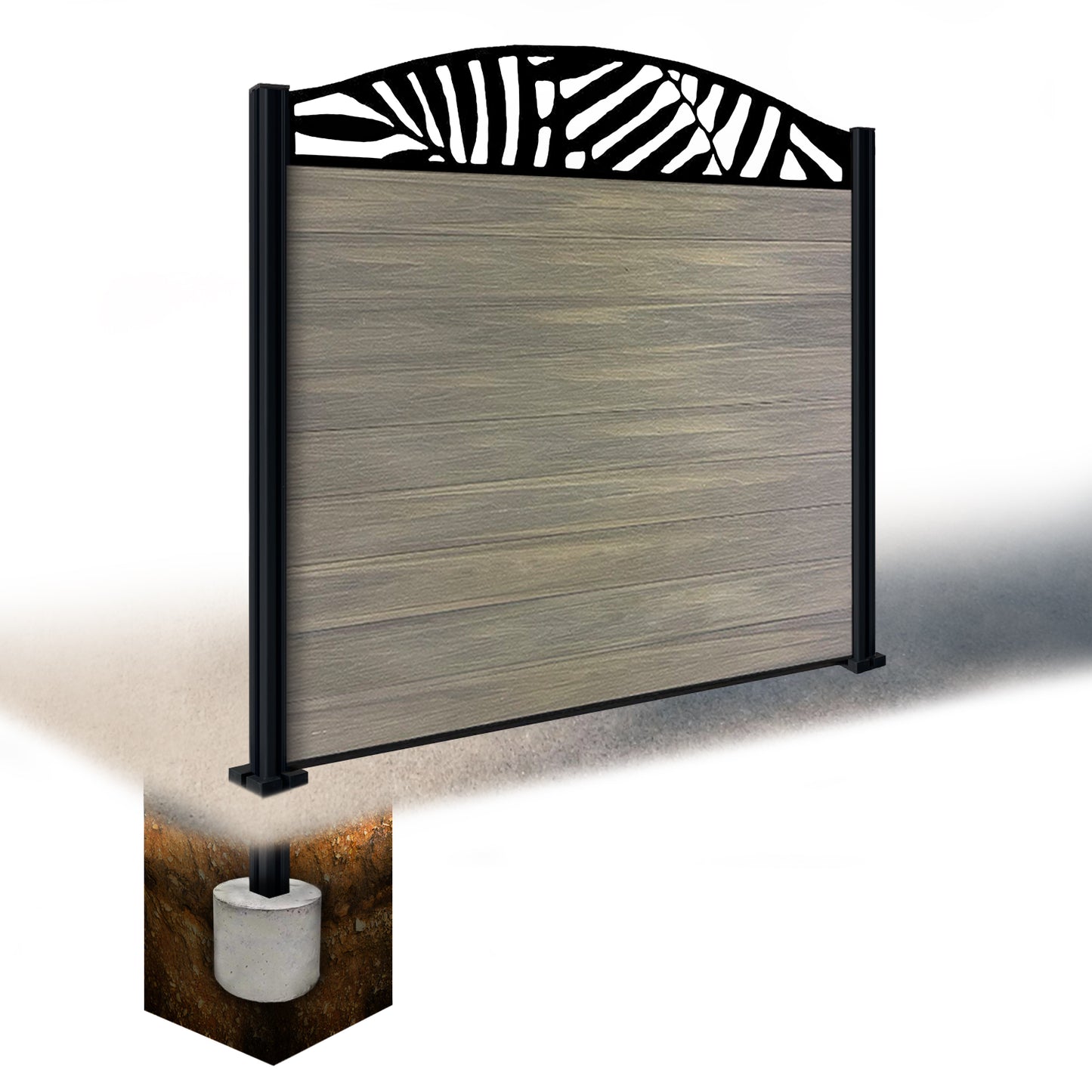 Composite Fence Kit - with Curved Leafy Trellis