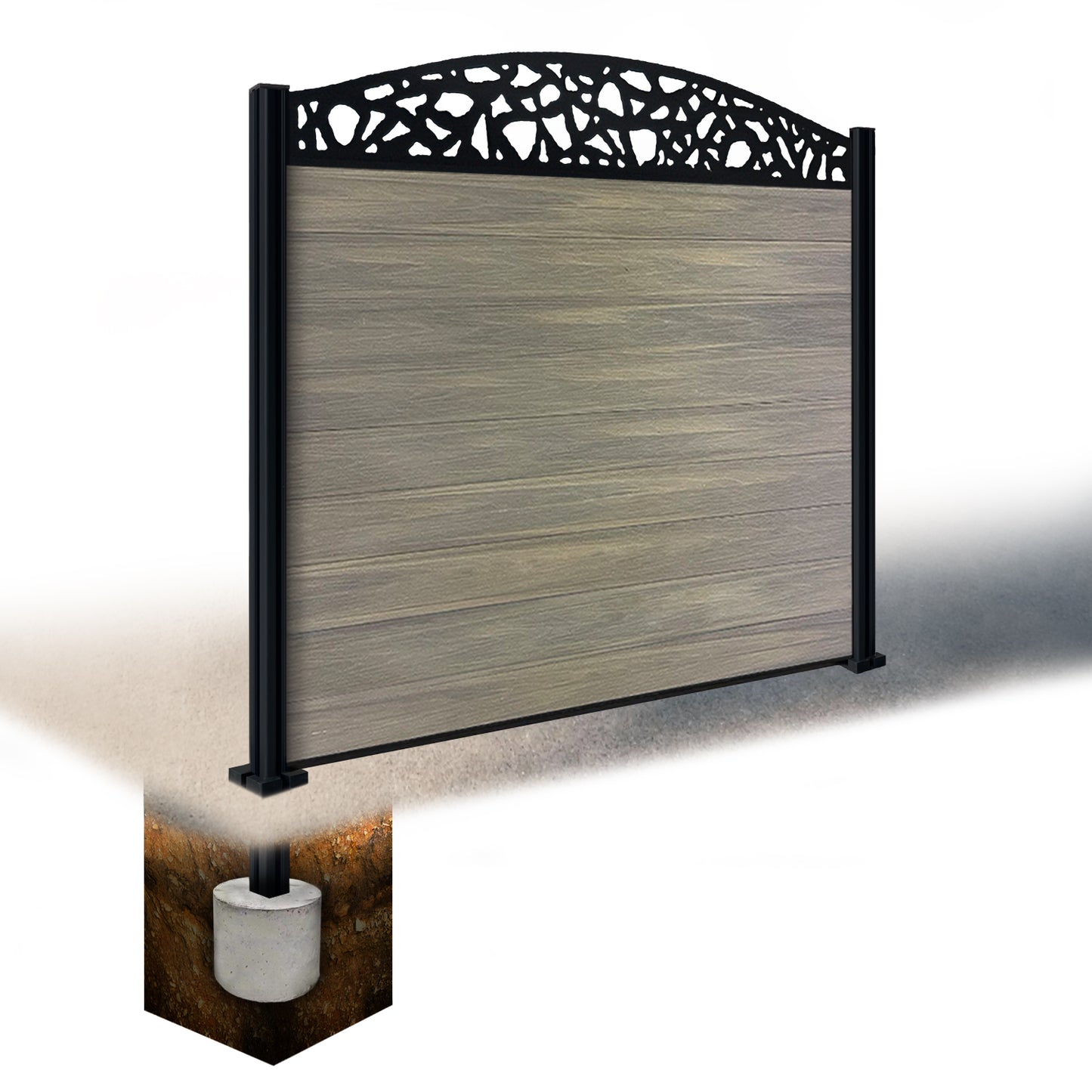 Composite Fence Kit - with Curved Pebble Trellis