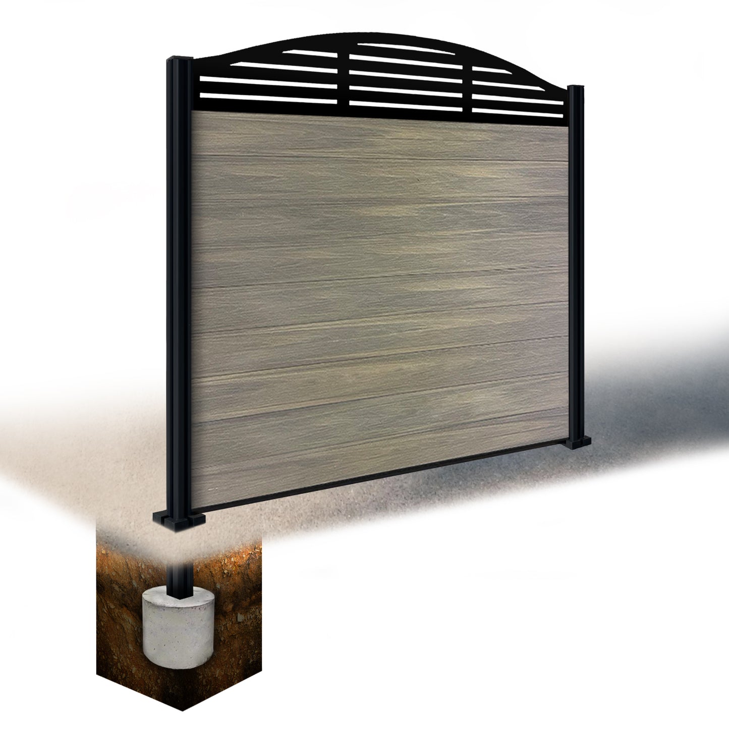 Composite Fence Kit - with Curved Slat Trellis