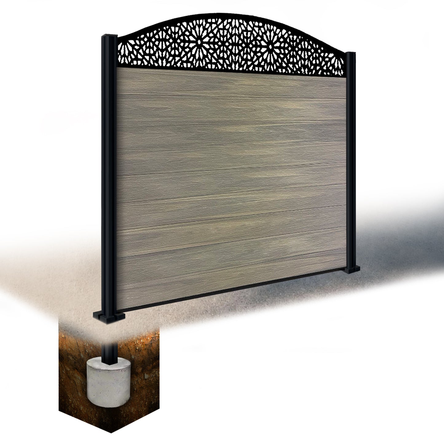 Composite Fence Kit - with Curved Morocco Trellis