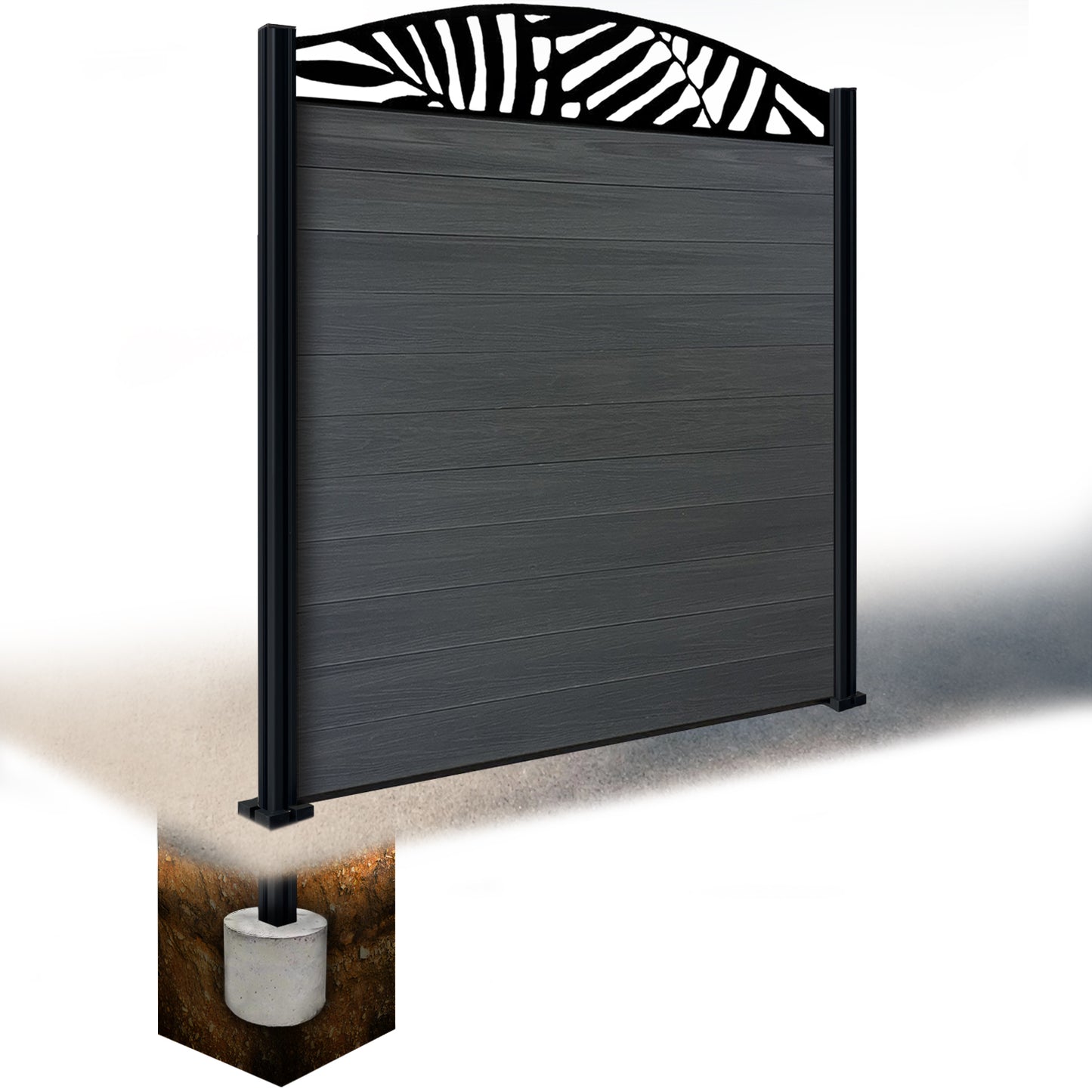 Composite Fence Kit - with Curved Leafy Trellis