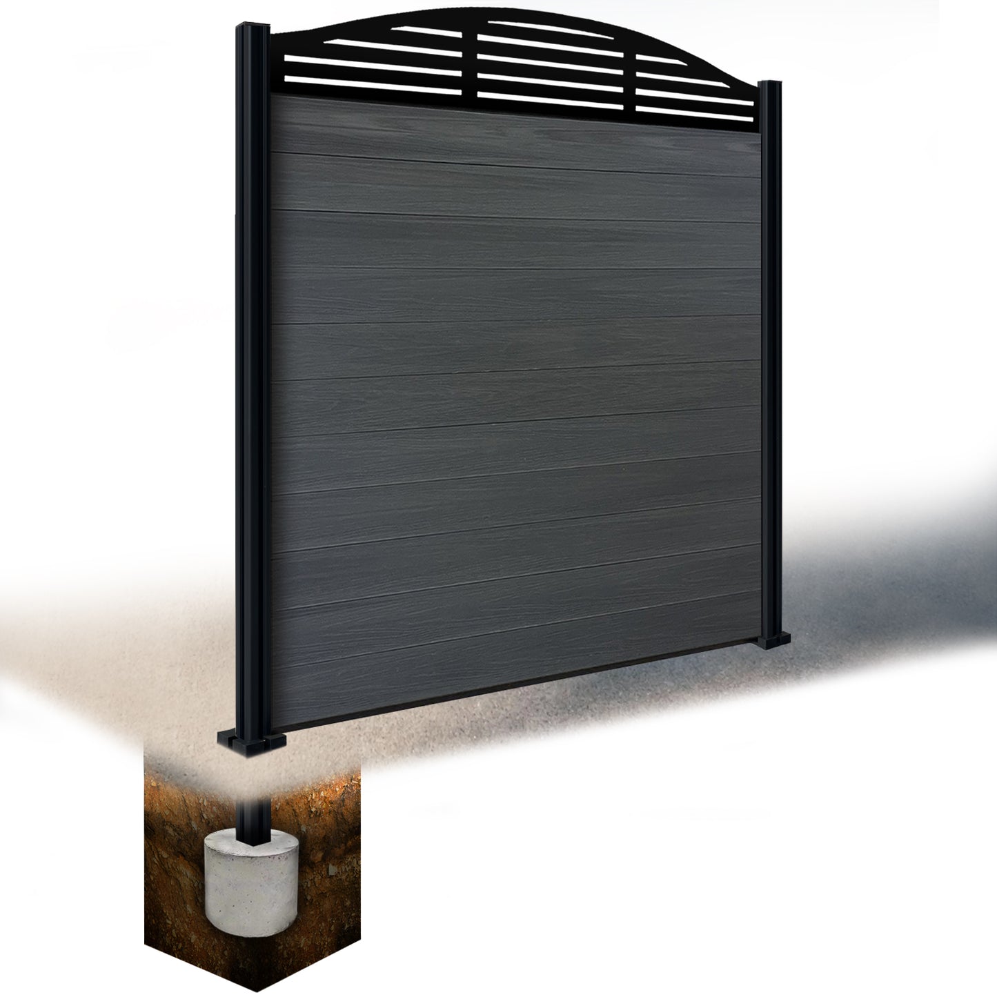 Composite Fence Kit - with Curved Slat Trellis